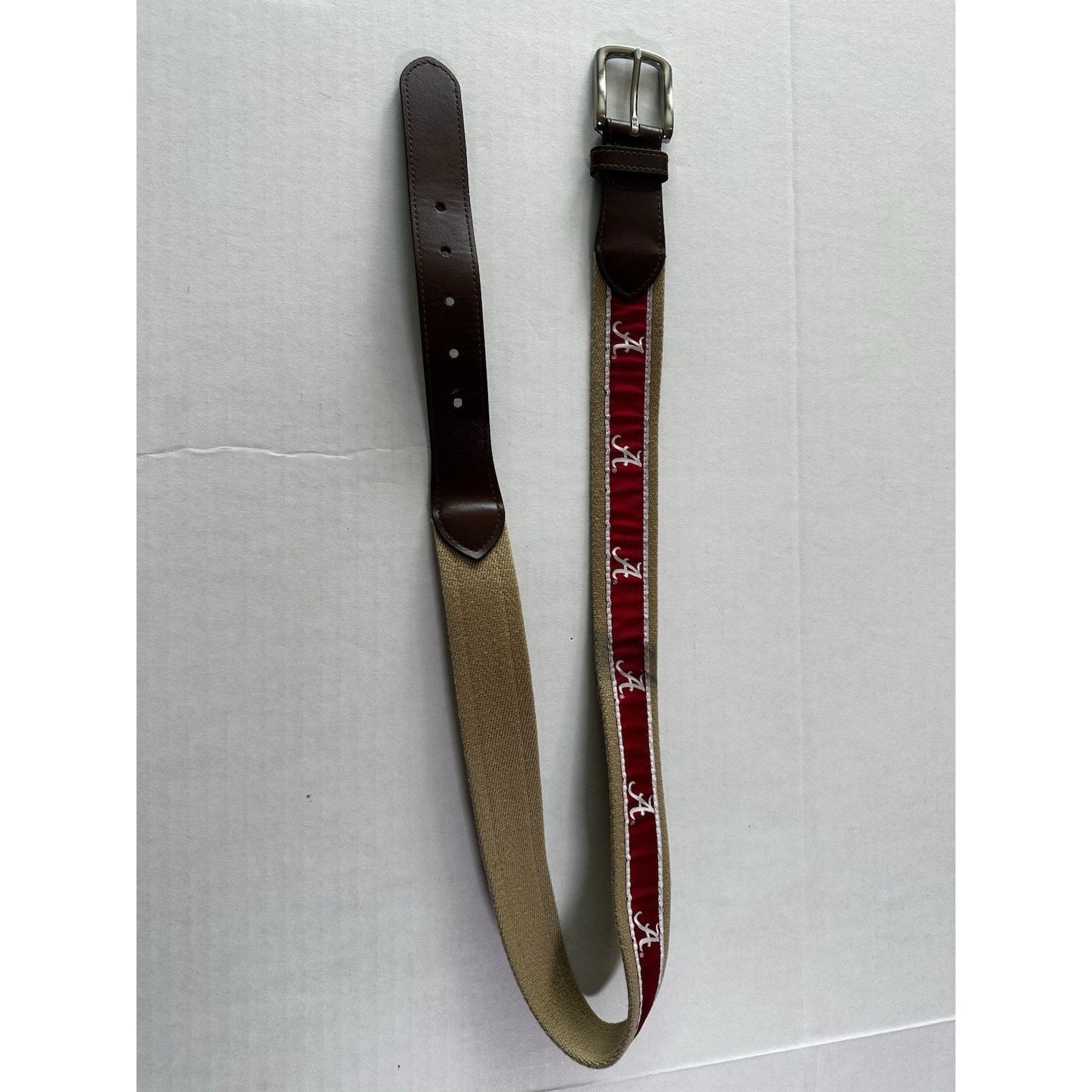 NCAA University Of Alabama Crimson Tide Canvas& Leather Belt Sz32 Size 38 - 7 Thumbnail