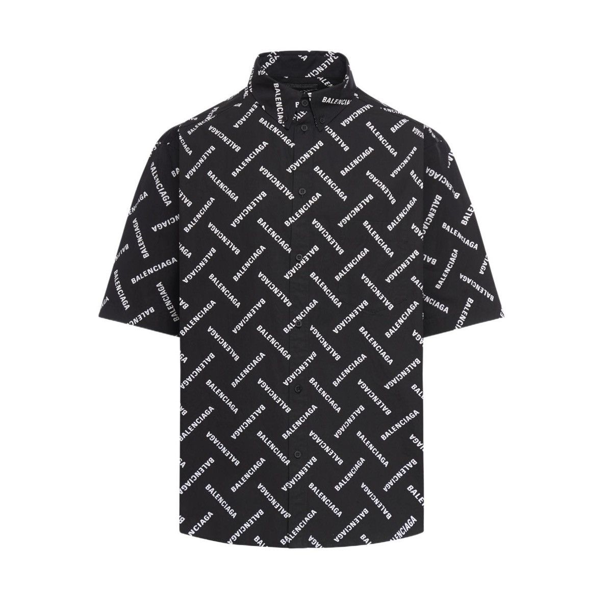 Balenciaga Balenciaga All-Over Logo Short-Sleeve Shirt in Black/White Size US M / EU 48-50 / 2 - 1 Thumbnail