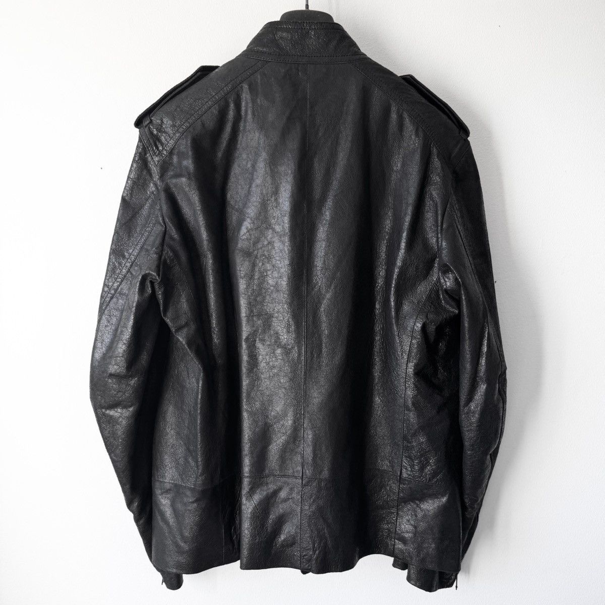 Ann Demeulemeester Ann Demeulemeester SS2003 Black Cracked Leather Biker Jacket Size US L / EU 52-54 / 3 - 8 Thumbnail