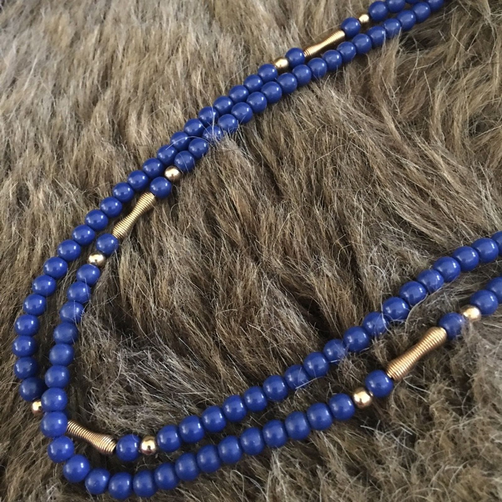 Vintage Vintage royal blue gold coil long necklace Size ONE SIZE - 6 Thumbnail