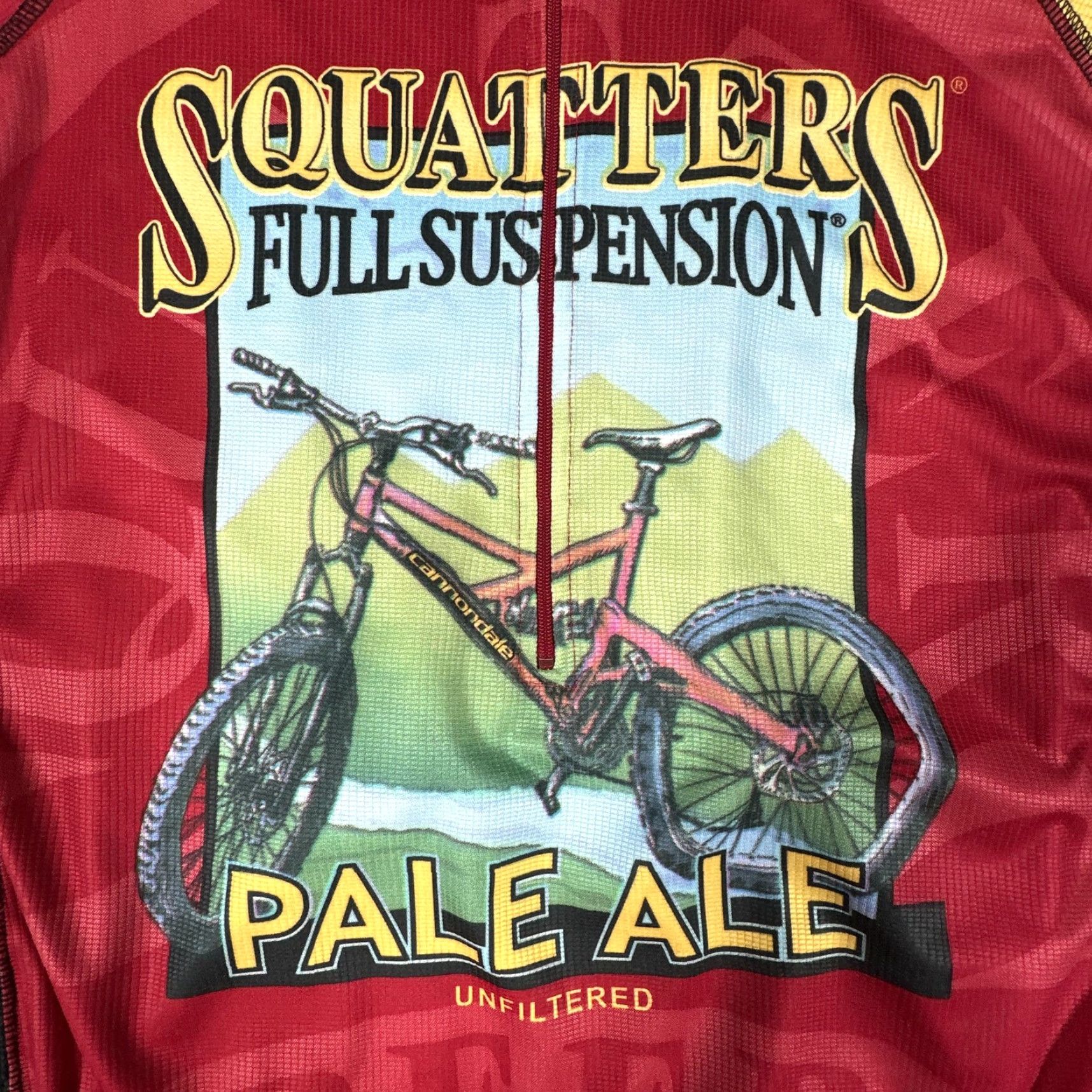 Vintage Cannondale Mens Cycling Jersey Red Medium Short Sleeve Zip High Neck Raglan Breathable Moisture Wicking Quick Dry Graphic Beer Squatters Pale Ale Bike Size US M / EU 48-50 / 2 - 2 Thumbnail
