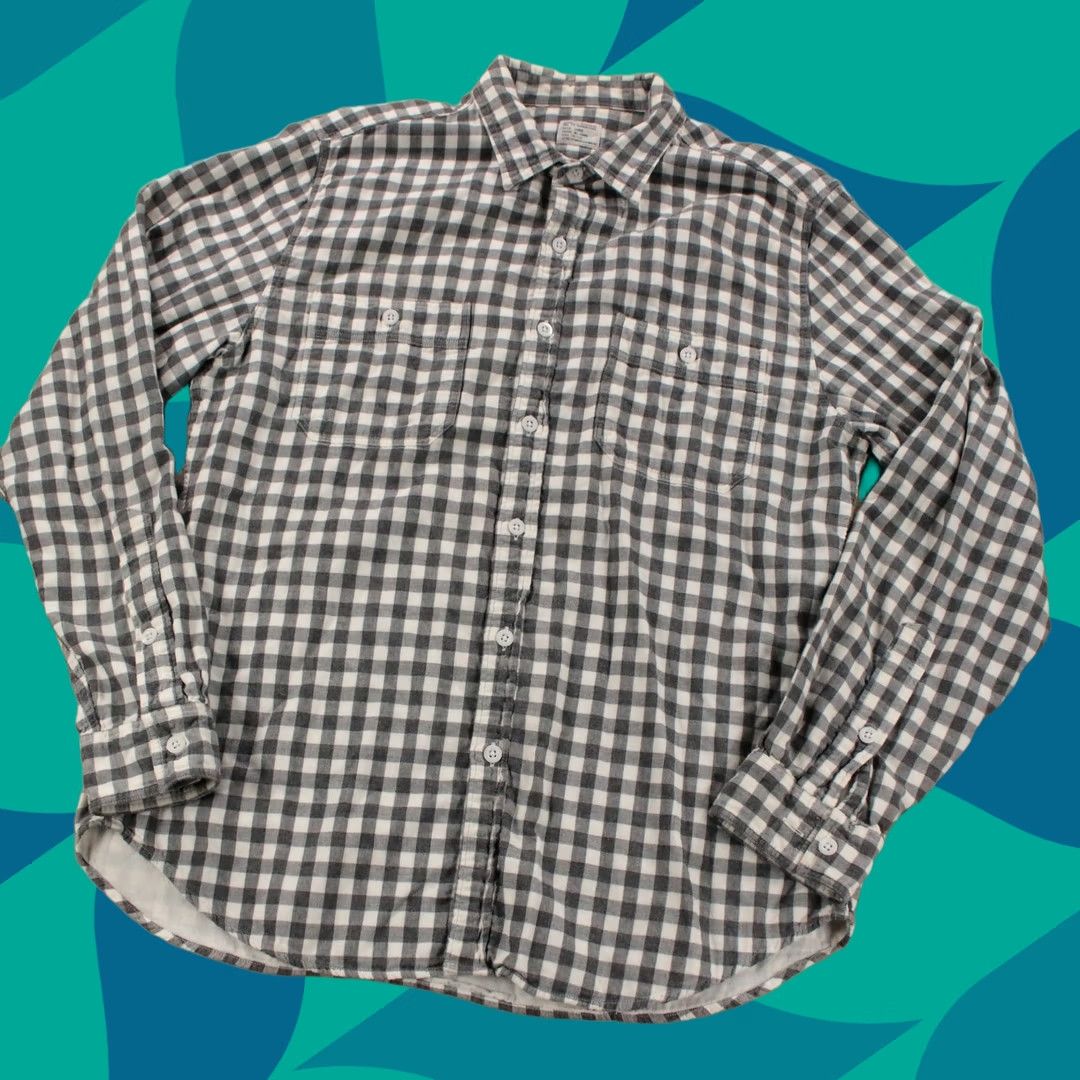 J.Crew J CREW workwear shirt LARGE gray plaid check Mens Size US L / EU 52-54 / 3 - 1 Thumbnail