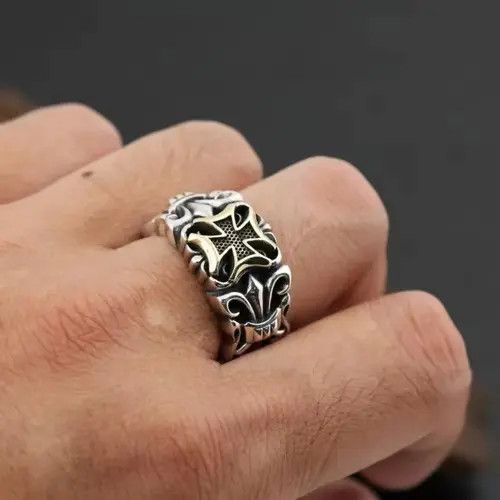 Jewelry Punk Big Cross Ring Resizable Retro Gothic Style Size ONE SIZE - 2 Thumbnail