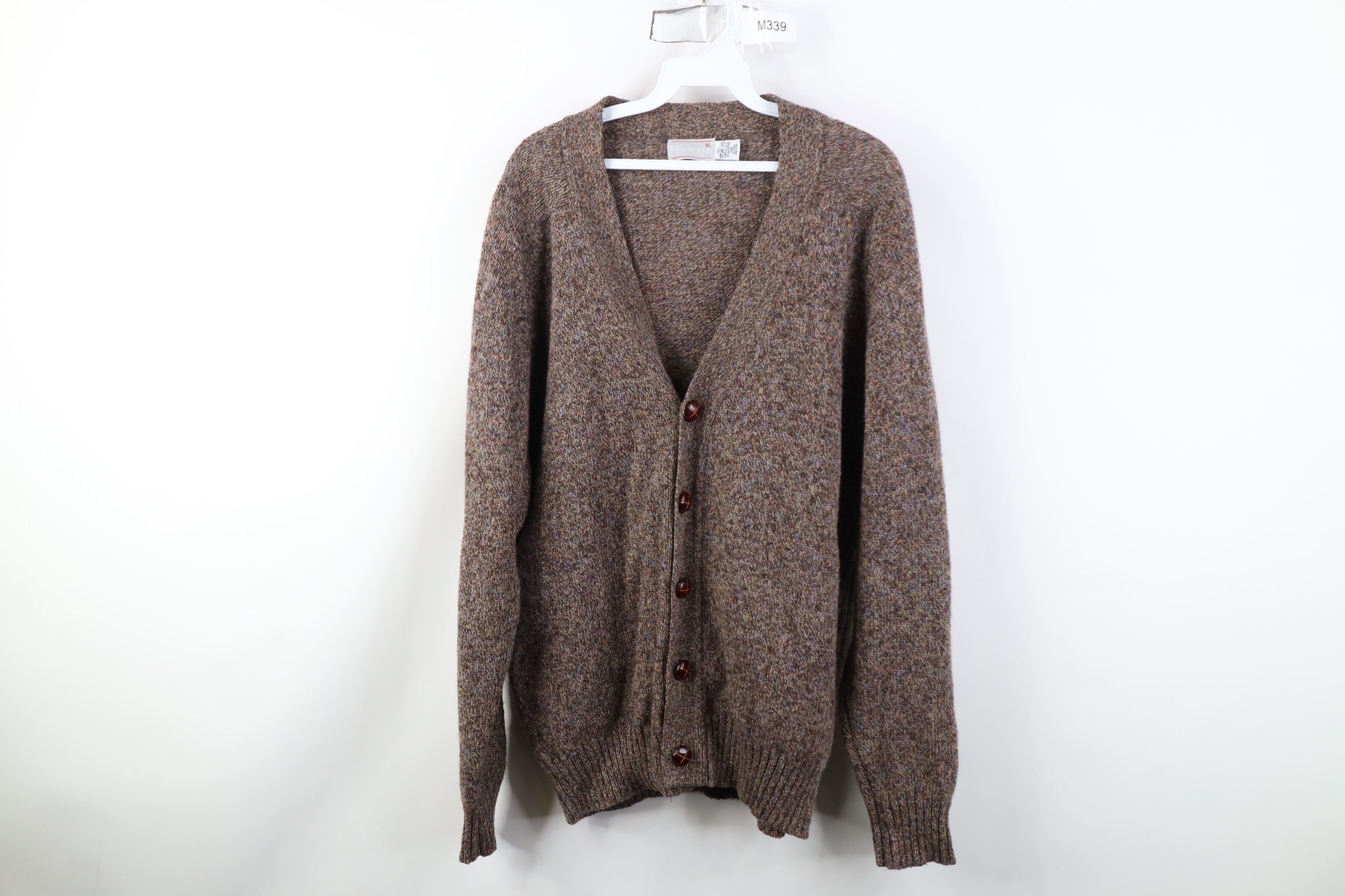 Vintage Vintage 90s Streetwear Shetland Wool Cardigan Sweater USA Size US XL / EU 56 / 4 - 1 Thumbnail