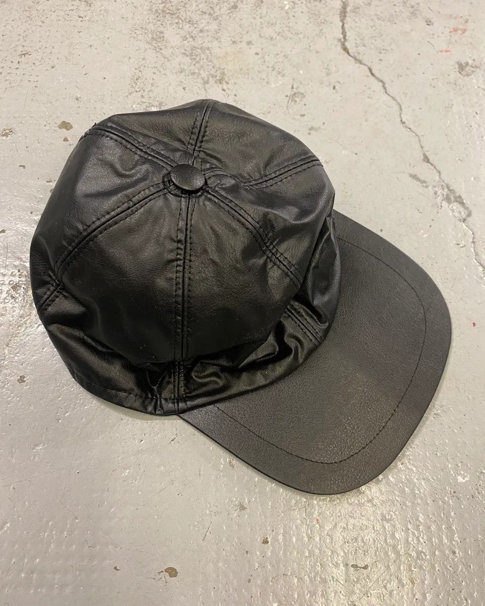 2000s Armani Fake Leather Black Cap