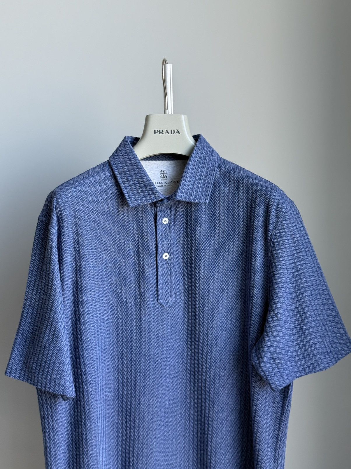 Brunello Cucinelli Brunello Cucinelli Blue Polo Tee Mens Silk / Cotton Size L Size US L / EU 52-54 / 3 - 12 Thumbnail