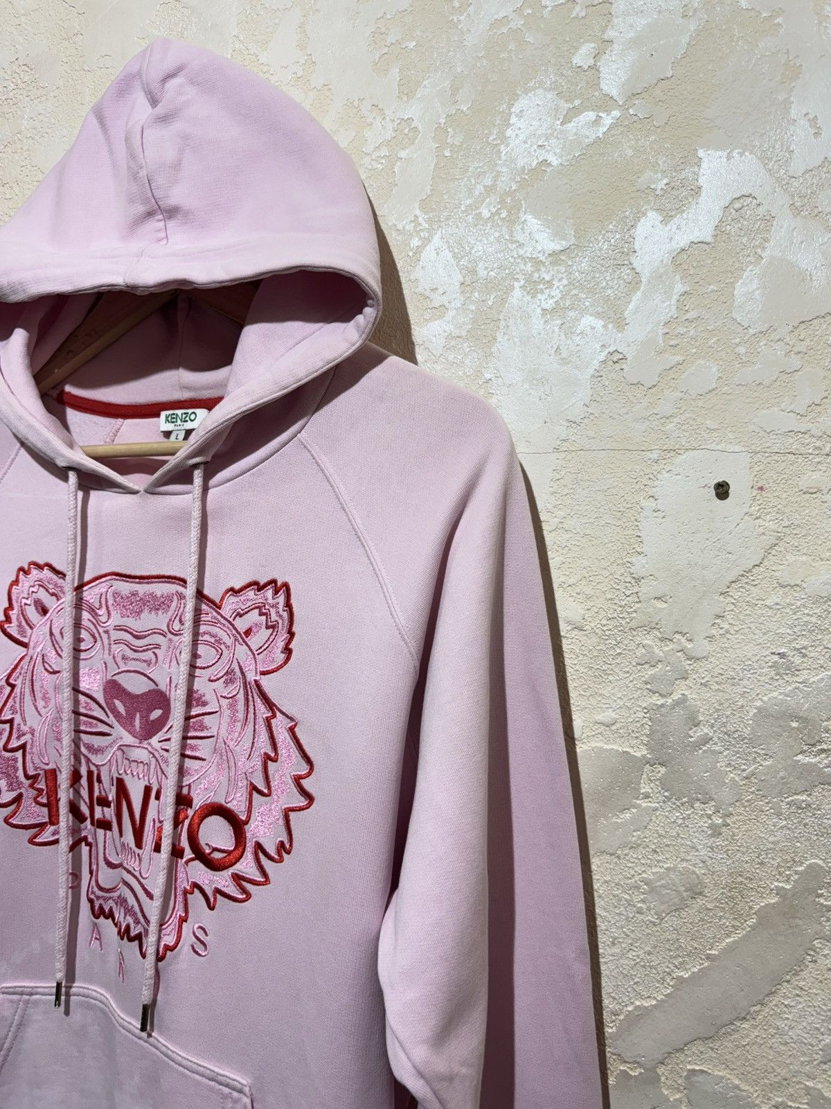 Kenzo Kenzo Pink Tiger Head Embroidered Logo DRawstring Hoodie Size L / US 10 / IT 46 - 5 Thumbnail