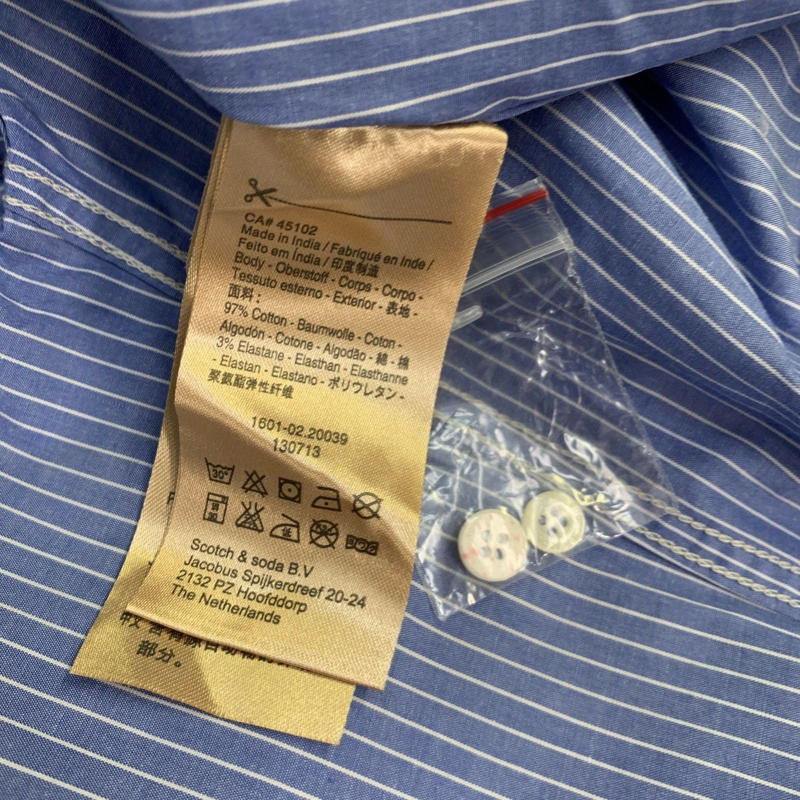 Scotch & Soda Size M Blue White Stripe Cotton Long Sleeve Shirt Size US M / EU 48-50 / 2 - 5 Thumbnail