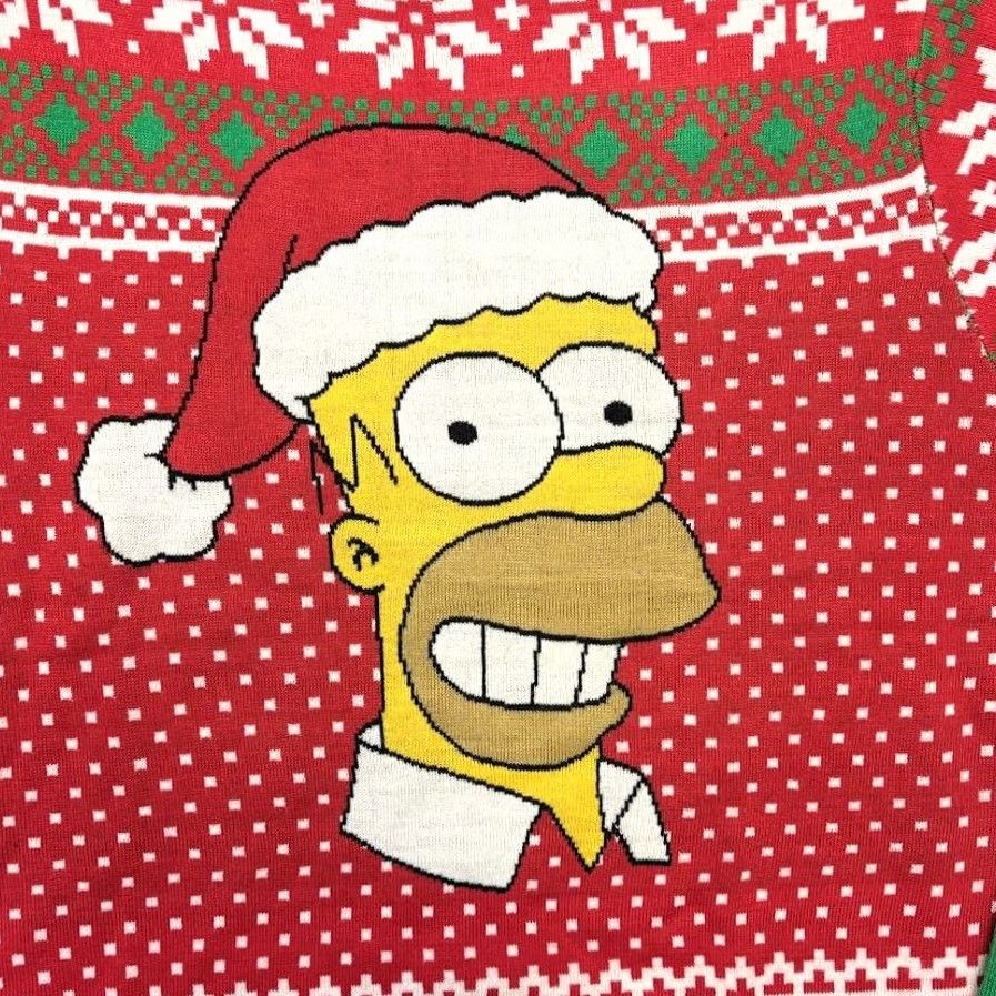 Vintage VINTAGE The Simpsons Red Green Fair Isle Ugly Christmas Sweater Homer Santa Hat Size S Size US S / EU 44-46 / 1 - 2 Thumbnail