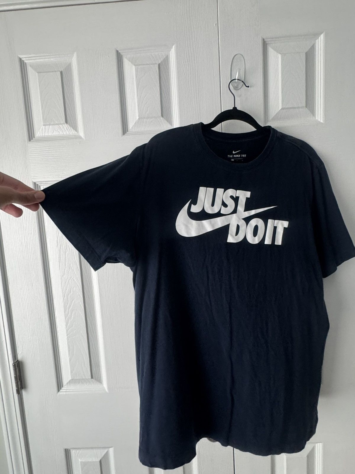 Nike Nike Navy Blue T-Shirt L Mens Jumbo Swoosh White Just Do It Size US L / EU 52-54 / 3 - 3 Thumbnail