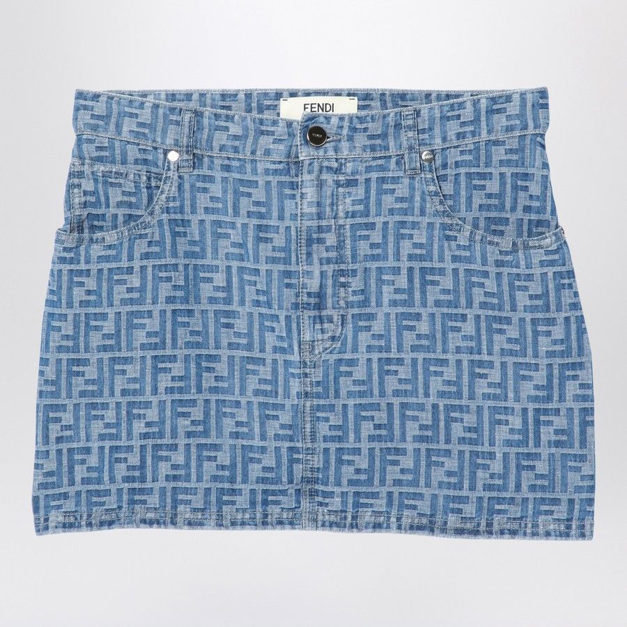 Fendi o1d2blof0824 Denim Mini Skirt in Light Blue Size 26" / US 2 / IT 38 - 1 Thumbnail