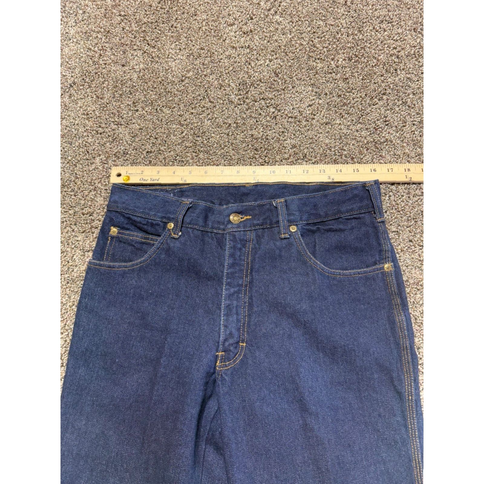 Denime VINTAGE Anthonys Jeans Men's 34 Tall Blue Denim 90s Raw Hem 34x37 5-Pocket Straight Size US 34 / EU 50 - 6 Thumbnail