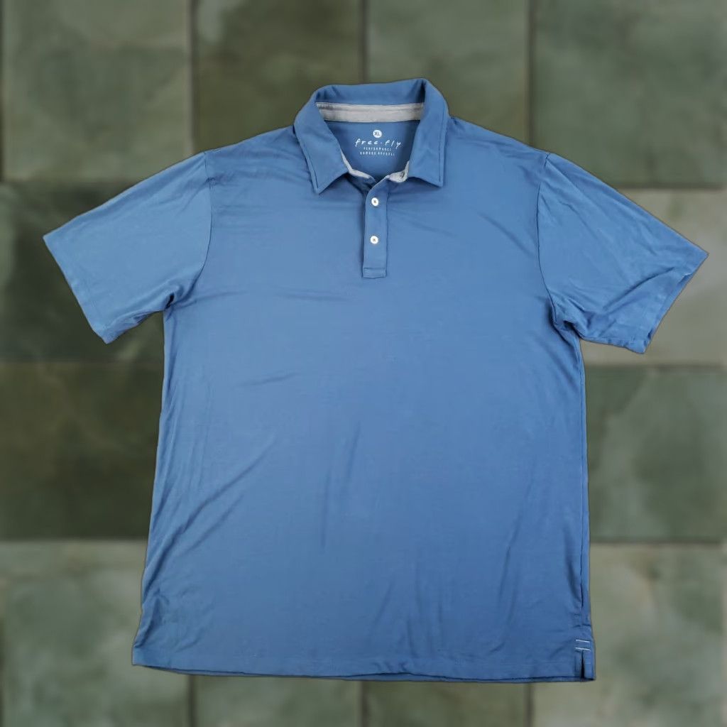 Vintage Free Fly Polo Shirt Mens XL Blue Golf Performance Stretch Lightweight Size US XL / EU 56 / 4 - 1 Thumbnail