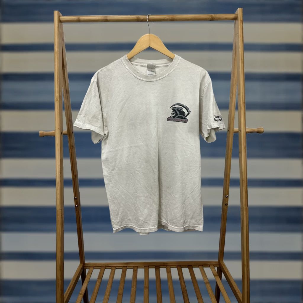 Gildan VTG Reaper Motorcycle Life Is Graded On A Curve Worn Distressed T-Shirt M Shirt Mens White Gildan Size US M / EU 48-50 / 2 - 1 Thumbnail