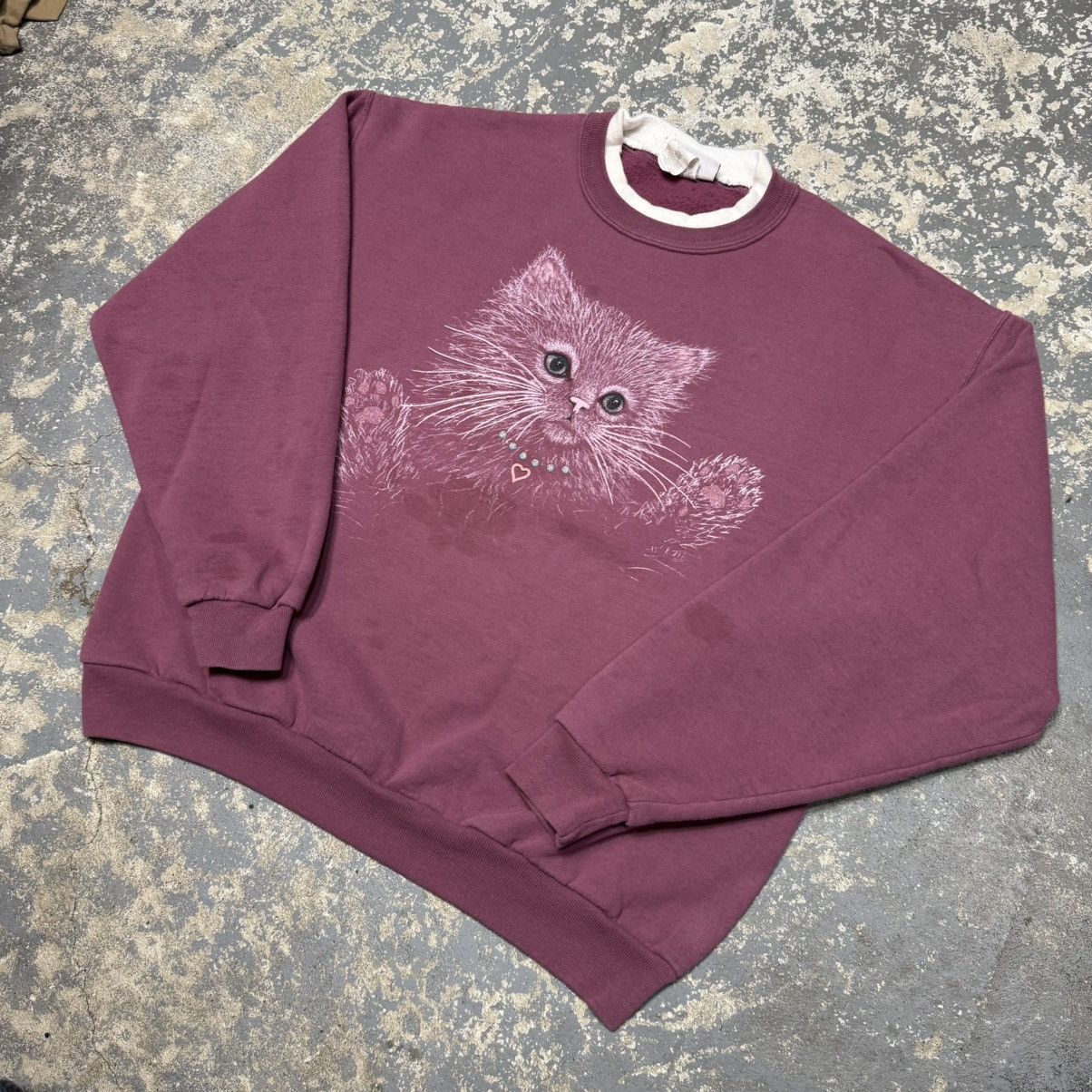Vintage Vintage Cat Pink Cute Nature Crewneck Sweatshirt 90s Size US L / EU 52-54 / 3 - 2 Thumbnail