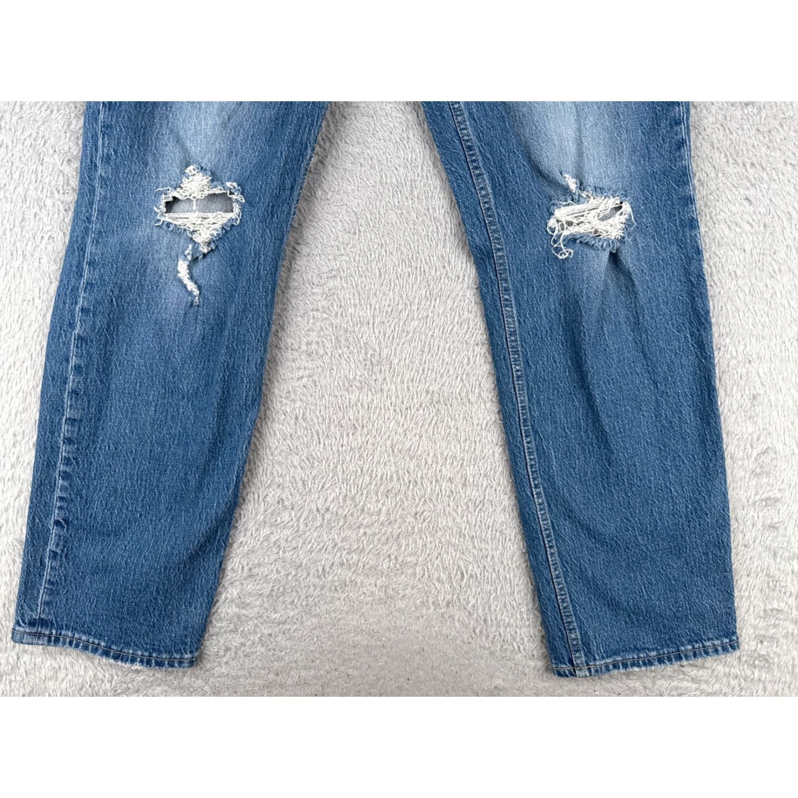 Gap Gap Jeans Womens 14 Blue Denim Distressed Straight High Rise Cotton 32x30 90s Womens Size 36" / US 14 / IT 50 - 2 Thumbnail