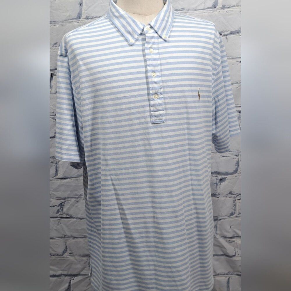 Ralph Lauren Ralph Lauren Knit Oxford Polo Shirt Blue White Striped 2XLT Size US XXL / EU 58 / 5 - 2 Thumbnail