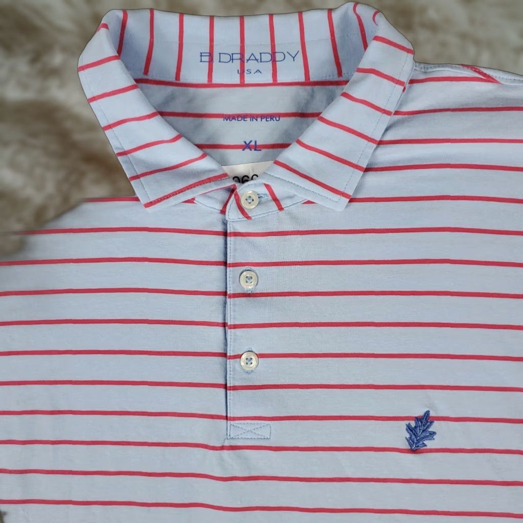 Vintage B Draddy Polo Shirt Mens Size XL Blue Striped Golf Casual Short Sleeve Size US XL / EU 56 / 4 - 1 Thumbnail