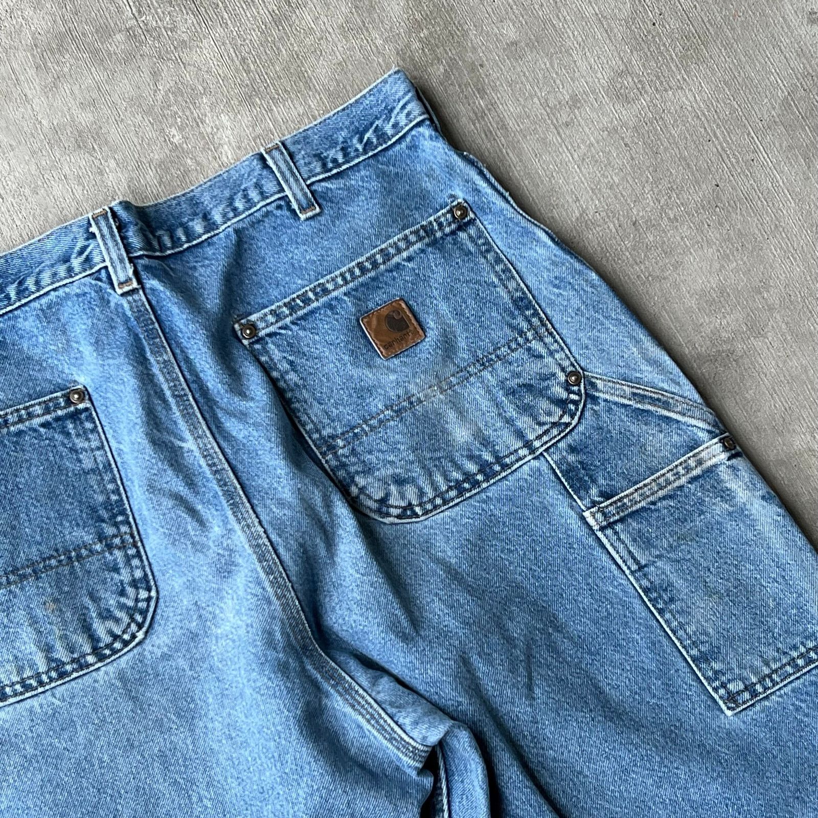 Carhartt × Vintage Carhartt blue denim jeans double knee work carpenter pants Size US 36 / EU 52 - 13 Thumbnail