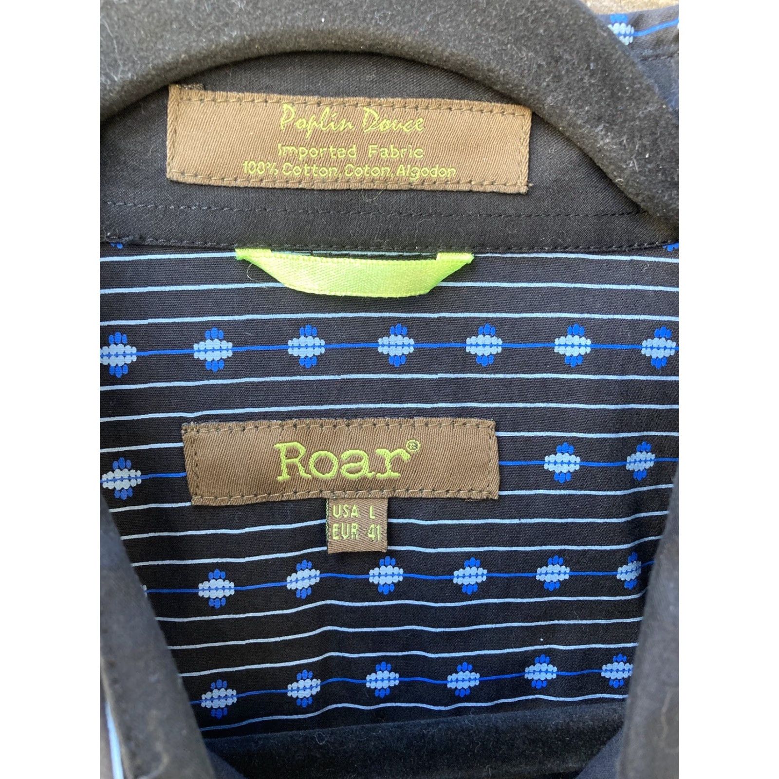 Roar Men's Roar Multicolor Geometric Button-Down Shirt L Poplin Cotton Dress Size 42R - 2 Thumbnail