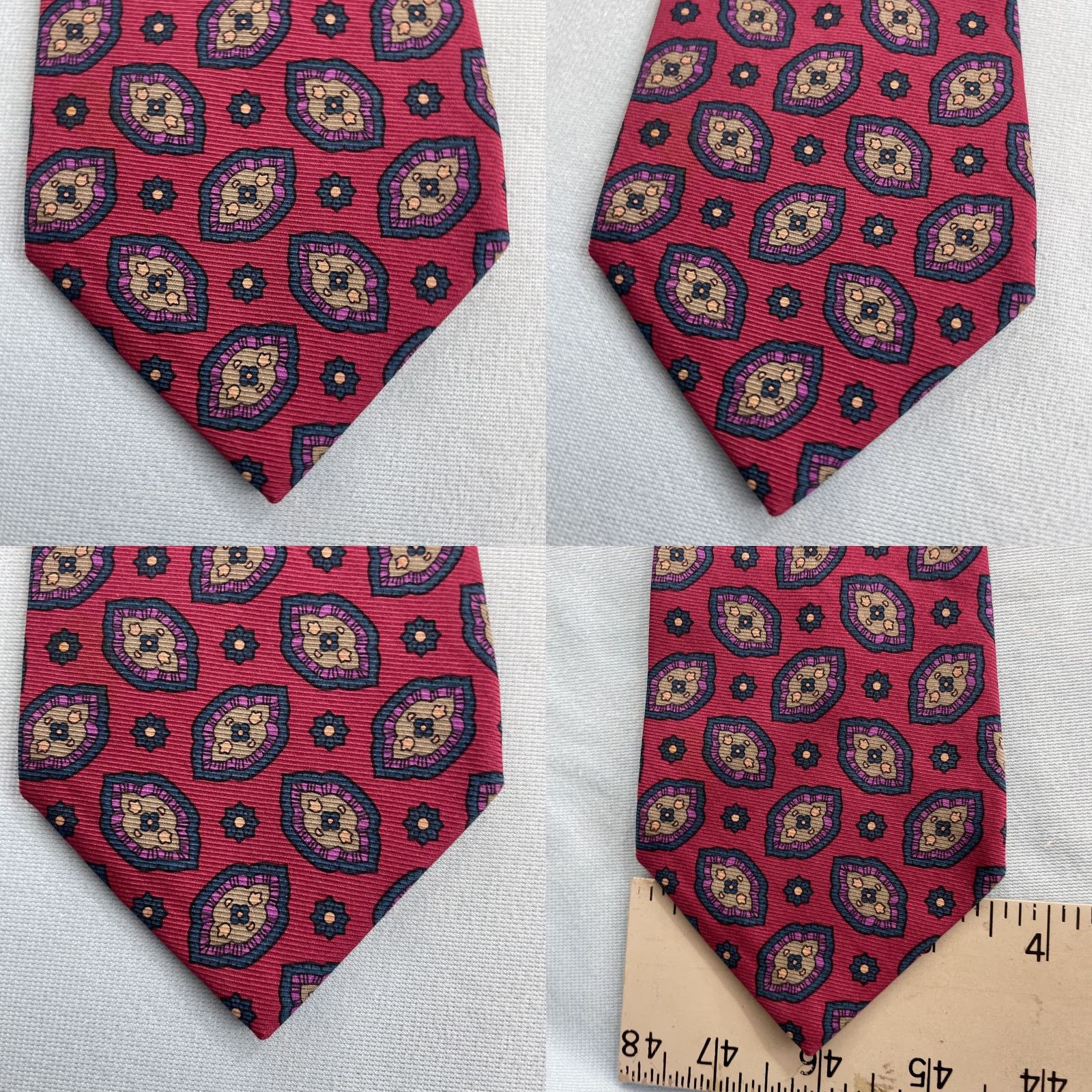 Vintage FERRELL REED Italy Silk Tie Sacred Shakra Geometry Pink Magenta Green vtg 3.5x60 Cap­sule Wide Necktie Men Pattern: Geometric Size ONE SIZE - 8 Thumbnail