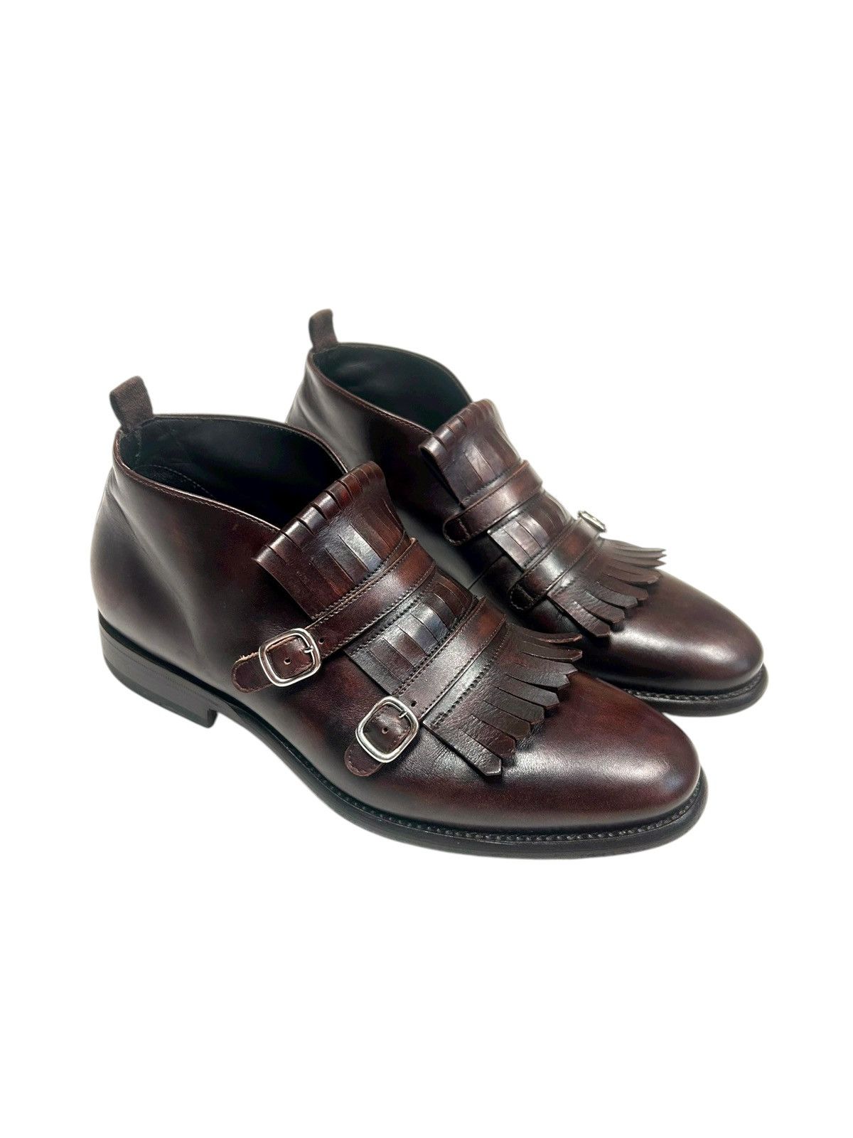 NAVYBOOT Vintage Navyboot Brown Leather Belted Fringe Tassel Loafers Size US 8 / EU 41 - 2 Thumbnail