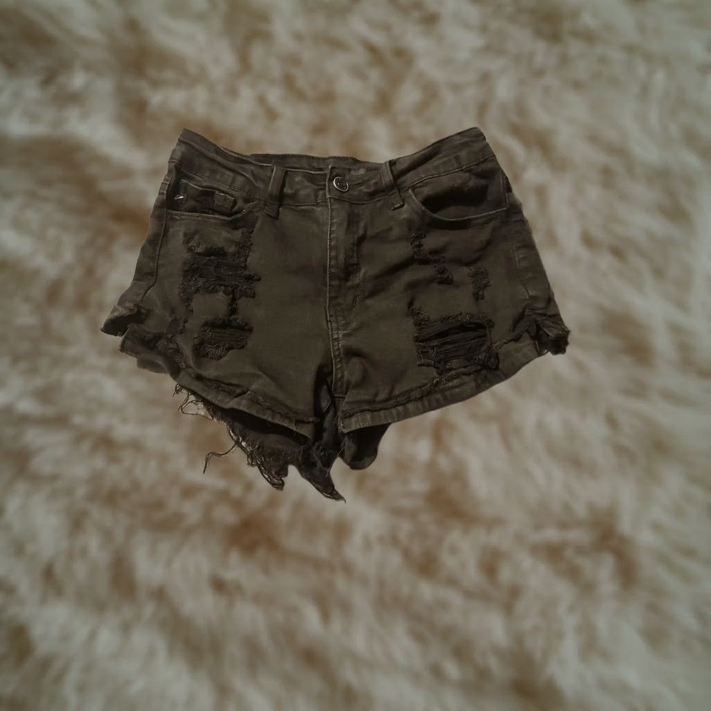 Vintage KanCan High Rise Distressed Cutoff Shorts Black 7/27 Juniors Raw Hem Preppy Size 28" / US 6 / IT 42 - 1 Thumbnail