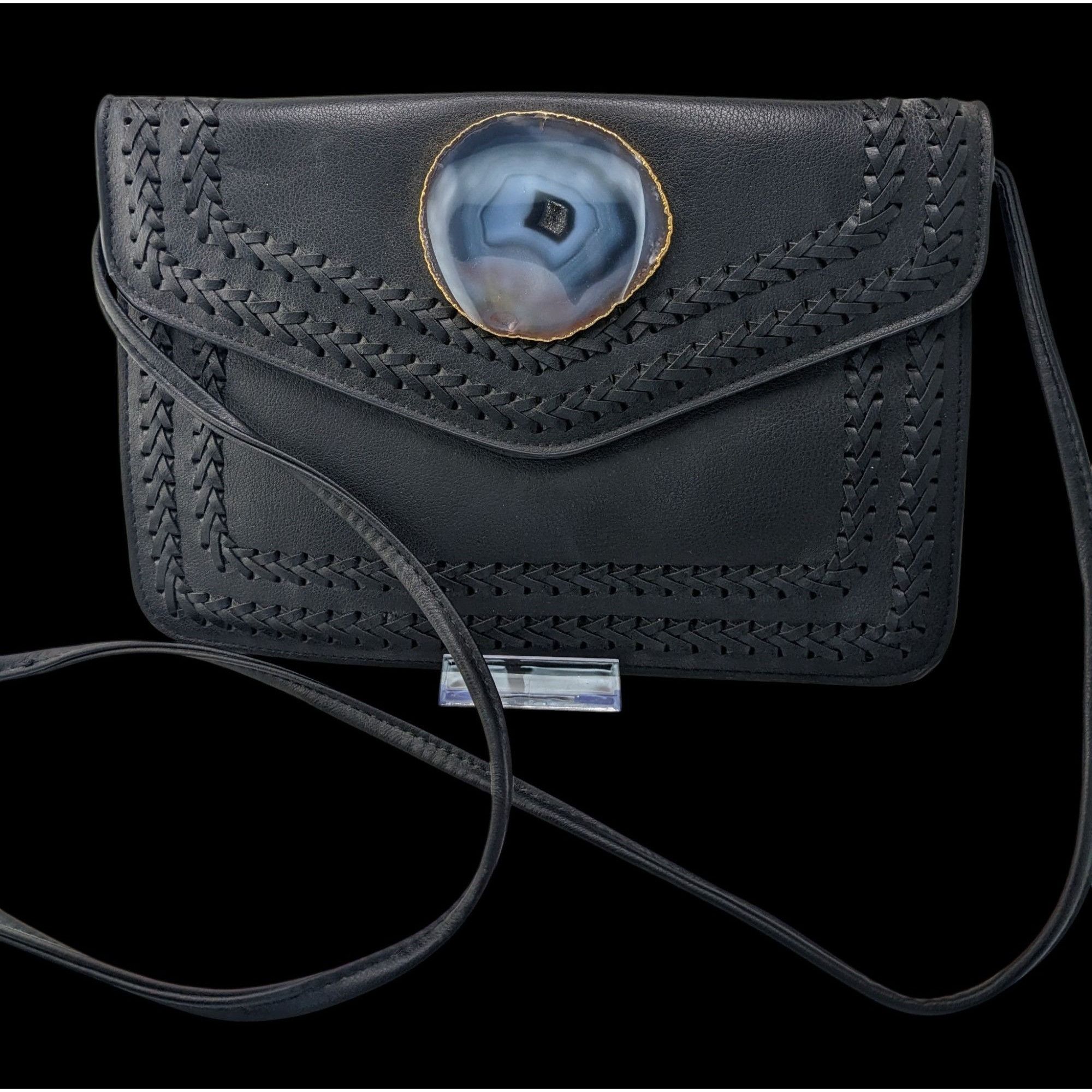 Other Black Leather Bohemian Crossbody Bag With Handwoven Details Size ONE SIZE - 1 Thumbnail