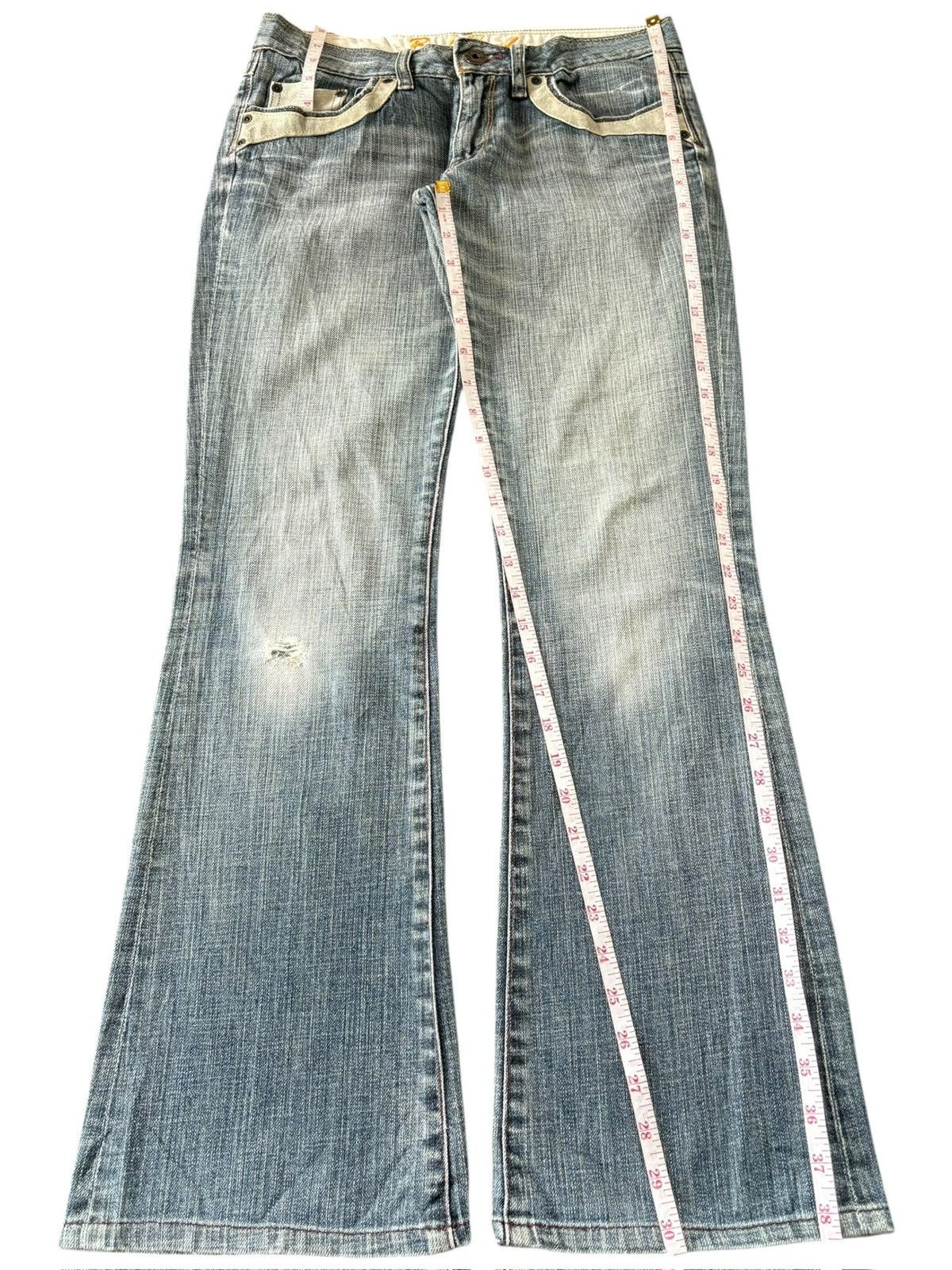 Diesel Vintage Japanese Brand Faded Distress Low Rise Flare Jeans Size 30" / US 8 / IT 44 - 7 Thumbnail