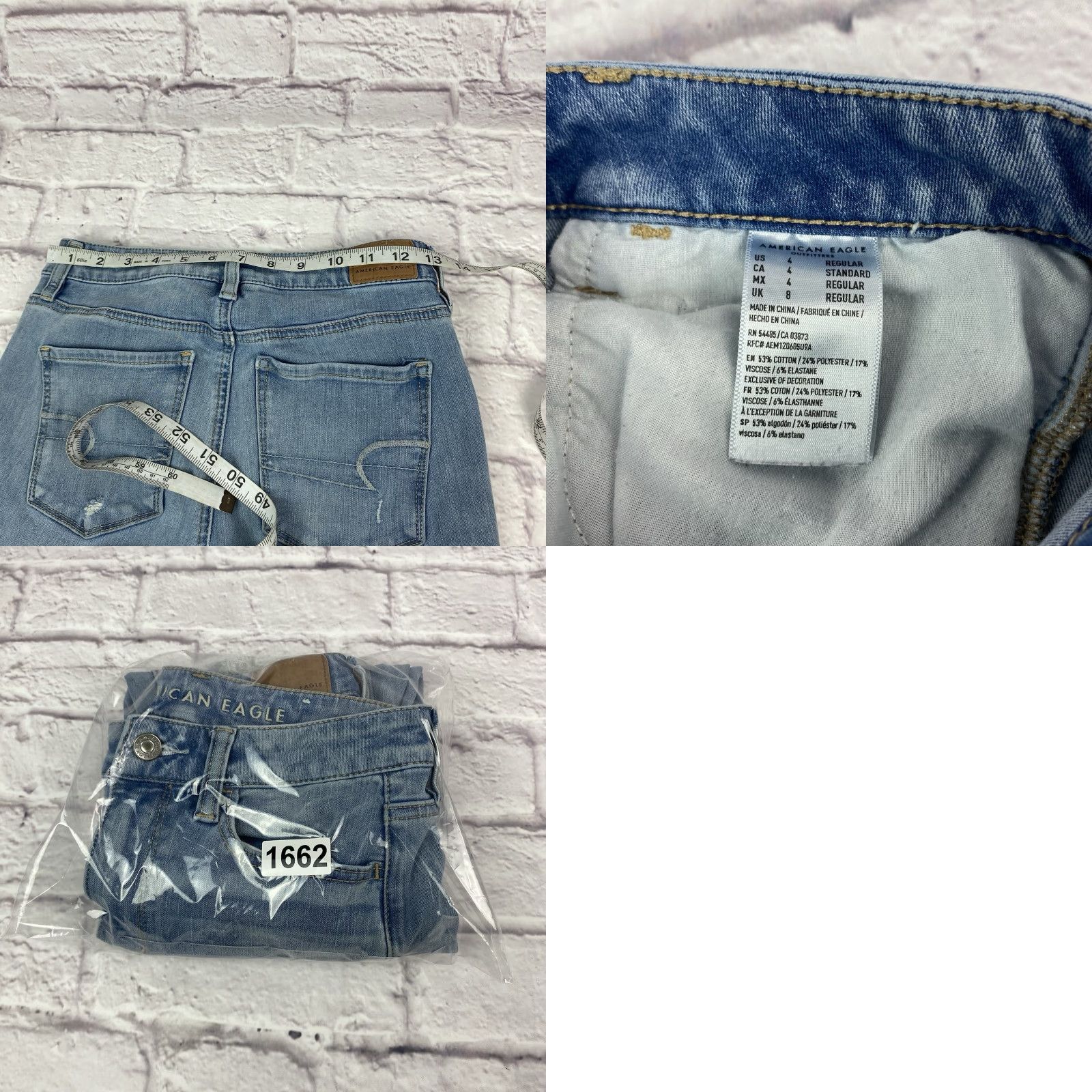 American Eagle Outfitters American Eagle Jeans Junior Teen Size 4 Jegging Light Wash Distressed Frayed Hem Size 27" / US 4 / IT 40 - 9 Thumbnail
