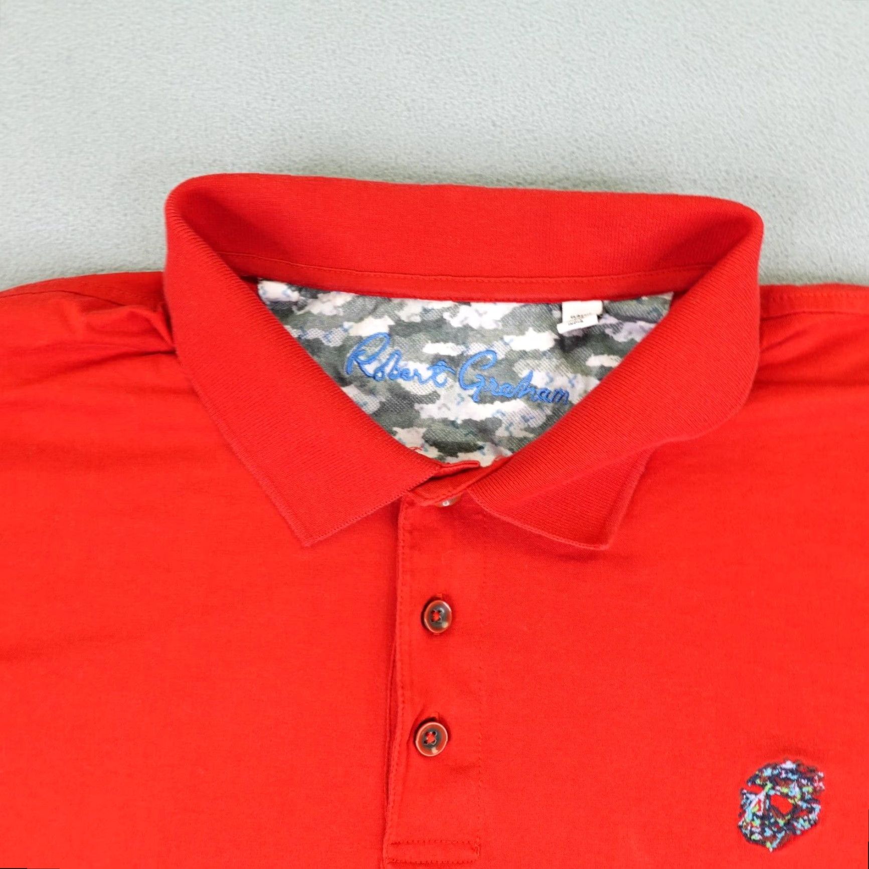 Robert Graham VINTAGE Robert Graham Polo Shirt Mens XL Red Embroidered Skull Logo Classic Fit Shirt Adult XL Red Skull Logo Polo Size US XL / EU 56 / 4 - 2 Thumbnail