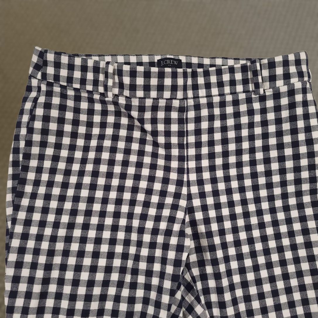J.Crew J.Crew Pants Womens 10 Navy White Gingham Winnie Pant Side Zip Stretch Cropped Size 32" / US 10 / IT 46 - 1 Thumbnail