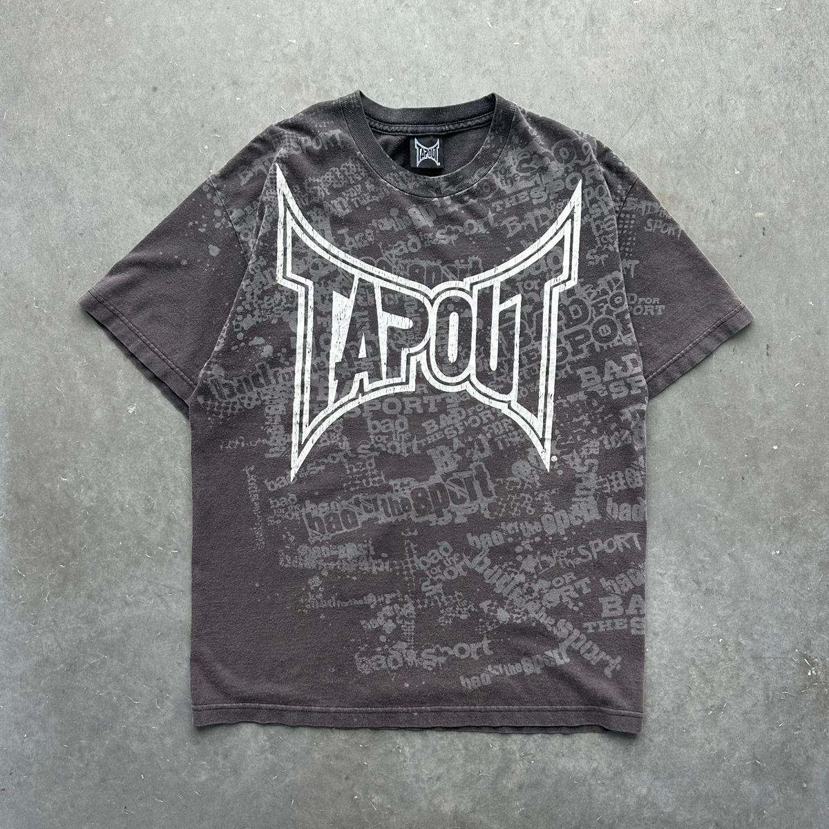 Pre-owned Affliction X Tapout Crazy Vintage Y2k Tapout T Shirt Grunge Cyber Affliction In Black Gray