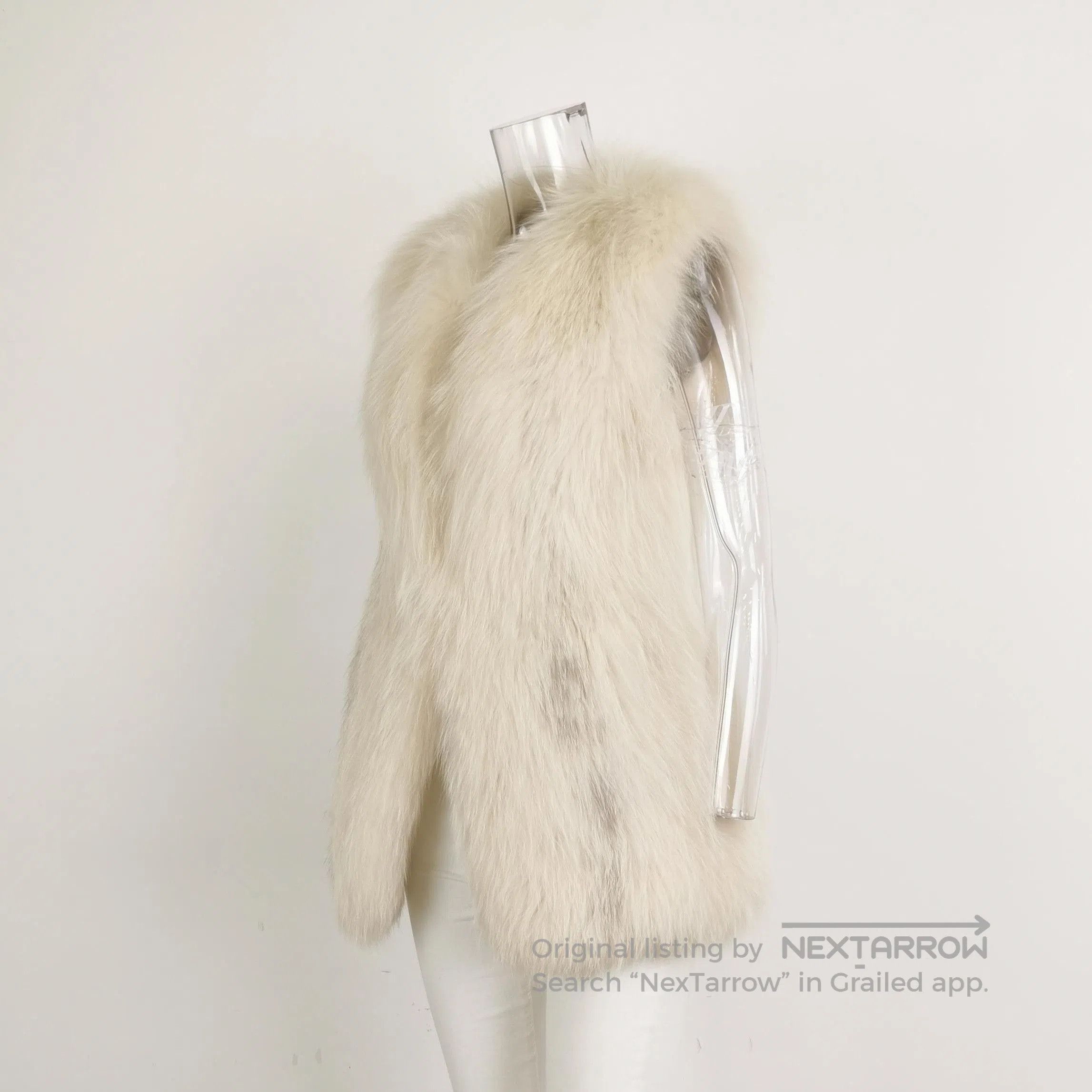 Prada Beige V-Neck Fox Fur Blend Vest .