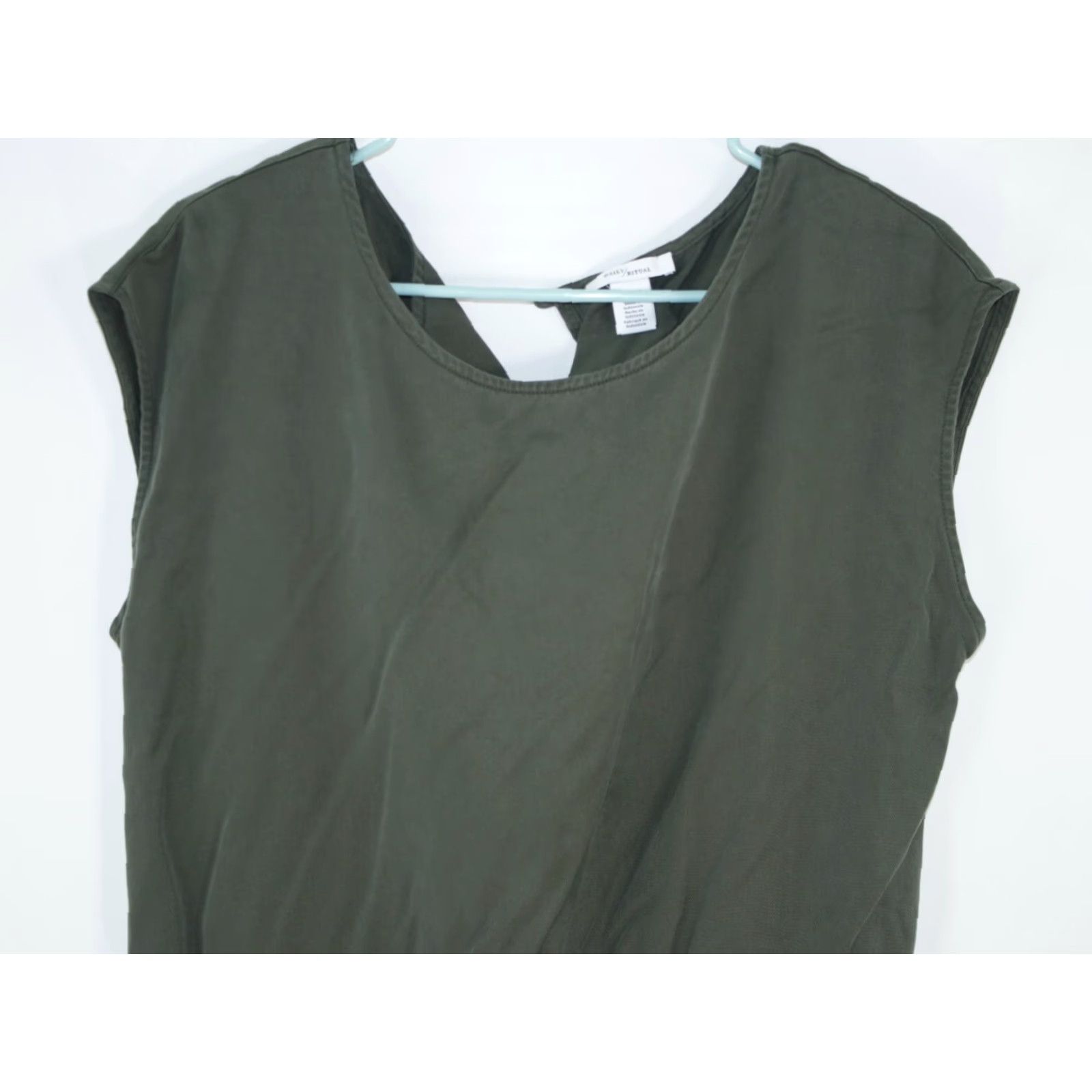 Vintage Daily Ritual Women's Romper Size L Green Sleeveless Casual One-Piece with Drawstring and Pockets Size 36" / US 14 / IT 50 - 3 Thumbnail