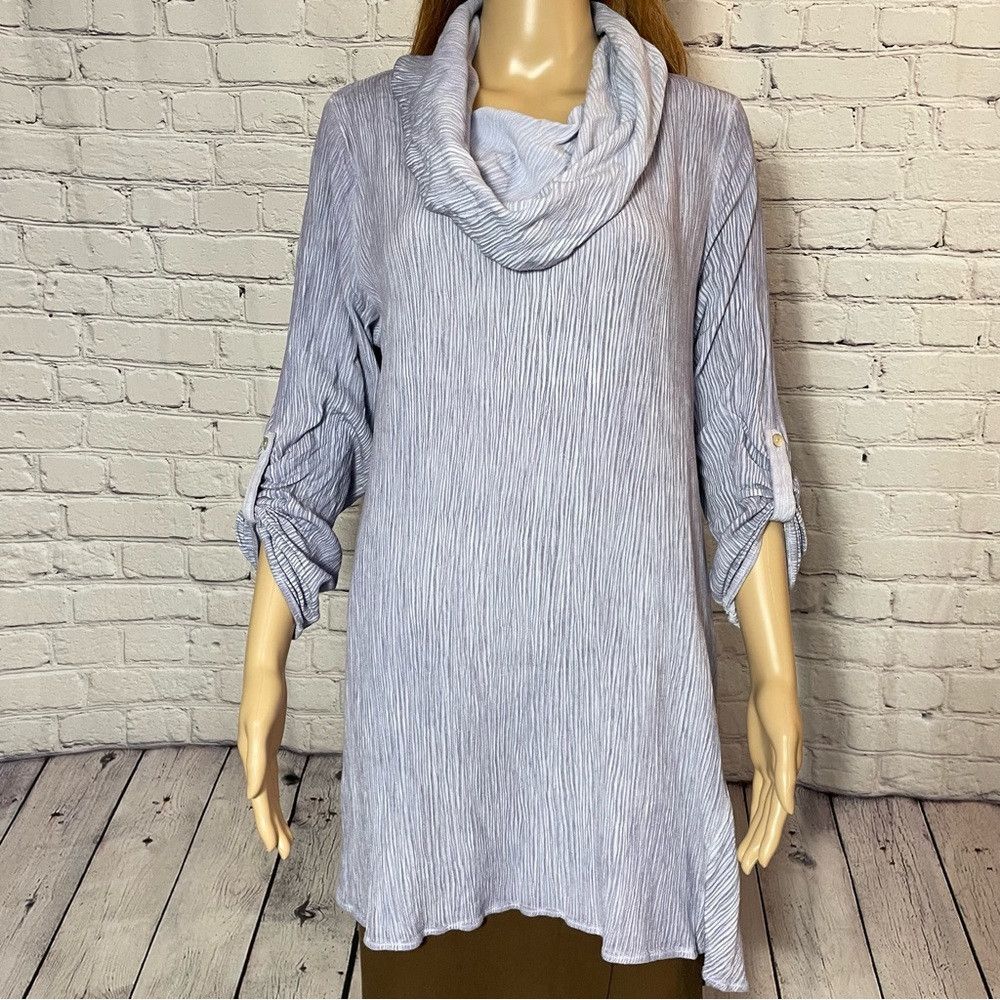 Other Soft Surroundings Lilac Crinkle Asymmetrical Viscose Tunic Size M / US 6-8 / IT 42-44 - 9 Thumbnail