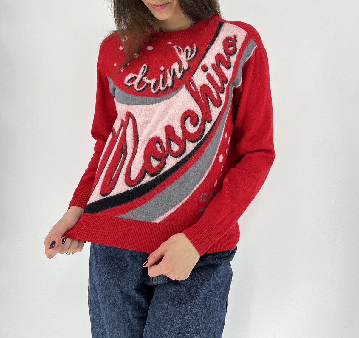 Moschino × Vintage Vintage Drink 335ml Moschino Sweater 100 Wool Lana Size S / US 4 / IT 40 - 3 Thumbnail