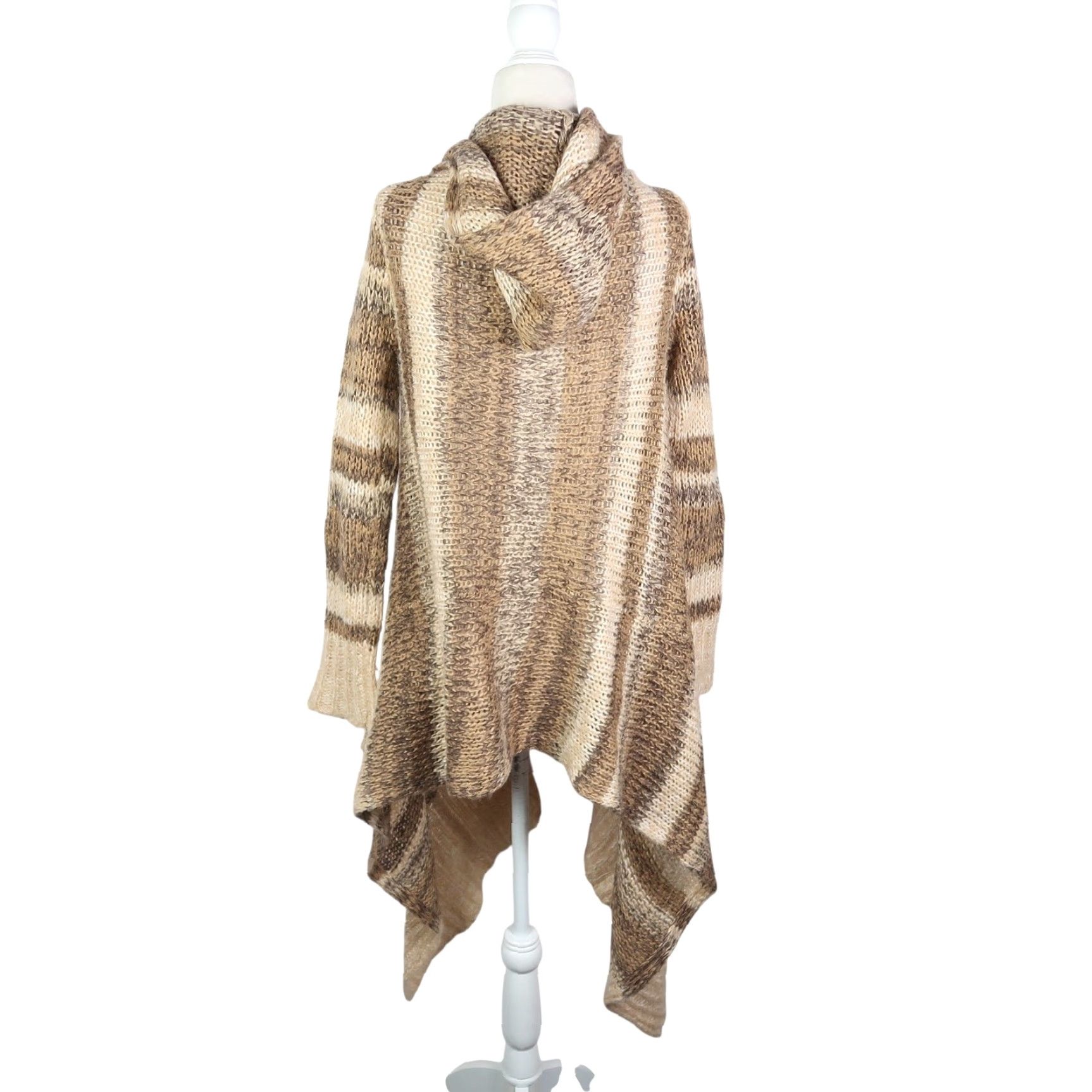 Vintage Ashley 26 International Cardigan Sweater Hoodie Stripe Knit Drape Front Brown Tan M Women Long Sleeve Bohemian Skeet? Size M / US 6-8 / IT 42-44 - 4 Thumbnail