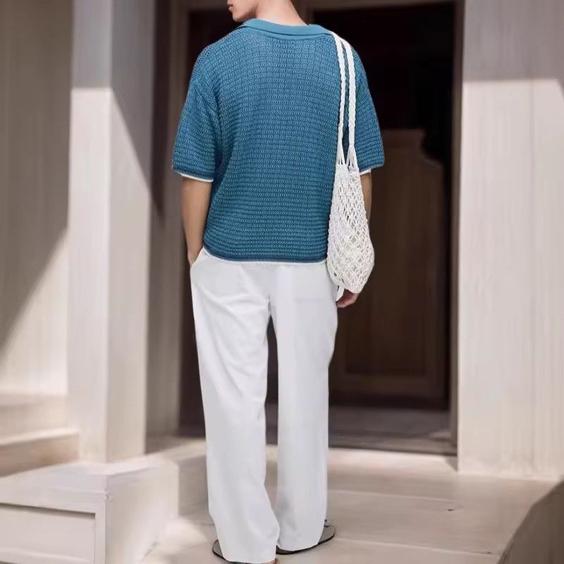 Other Knitted Casual Blue Polo Summer Trendy T Shirt Size US L / EU 52-54 / 3 - 3 Thumbnail