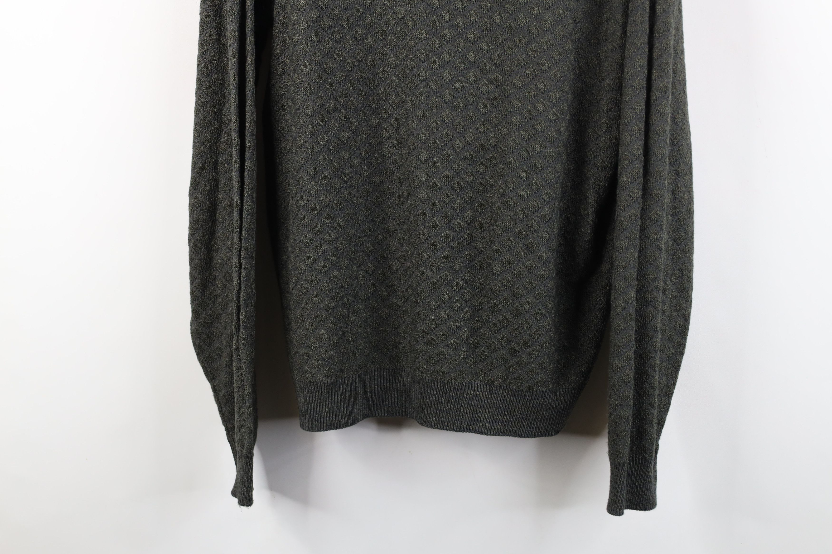 Vintage Vintage 90s Streetwear Diamond Knit Crewneck Sweater Green Size US L / EU 52-54 / 3 - 3 Thumbnail