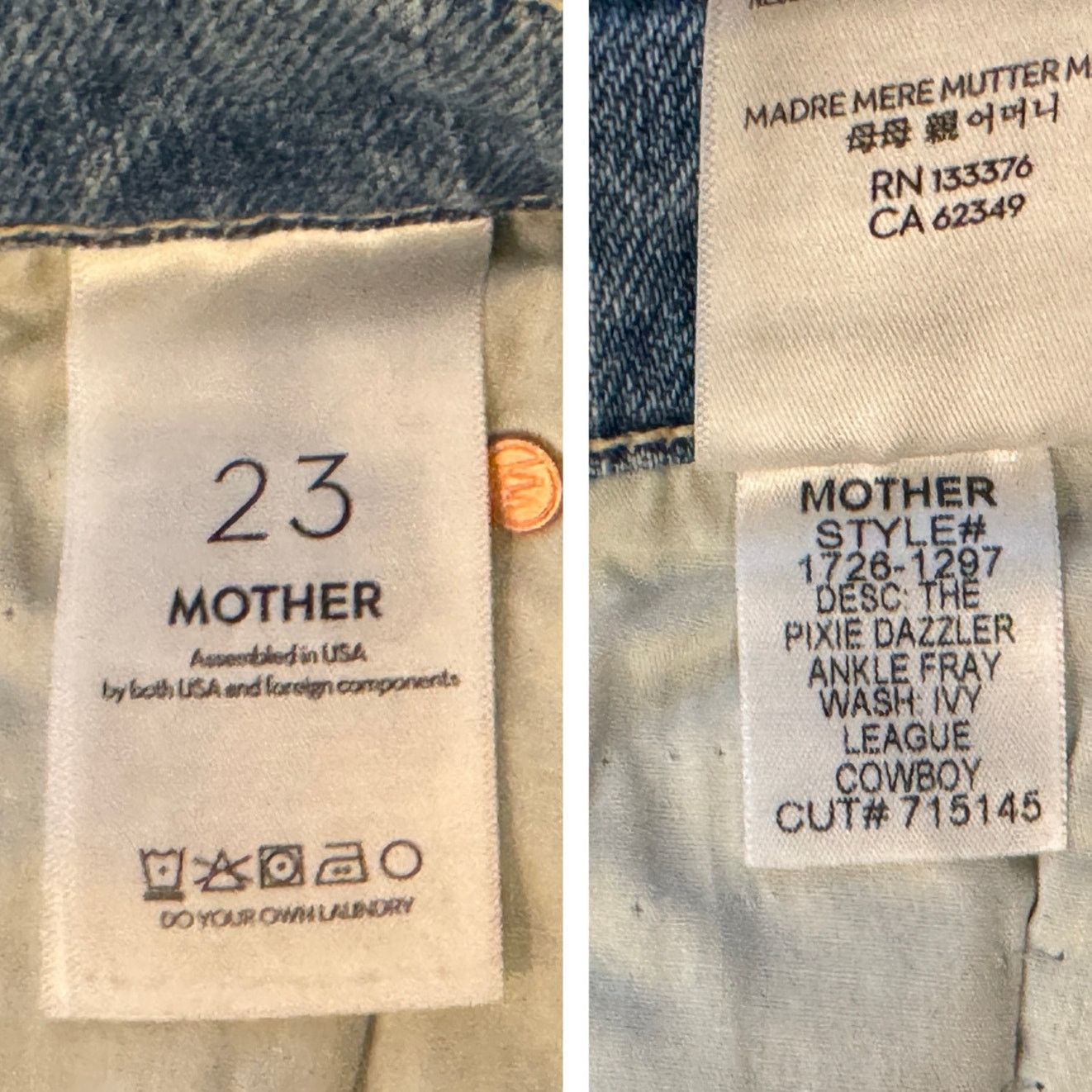 MOTHER NWT MOTHER The Pixie Dazzler Fray Hem Ankle Jeans Size 23 Size 23" - 9 Thumbnail