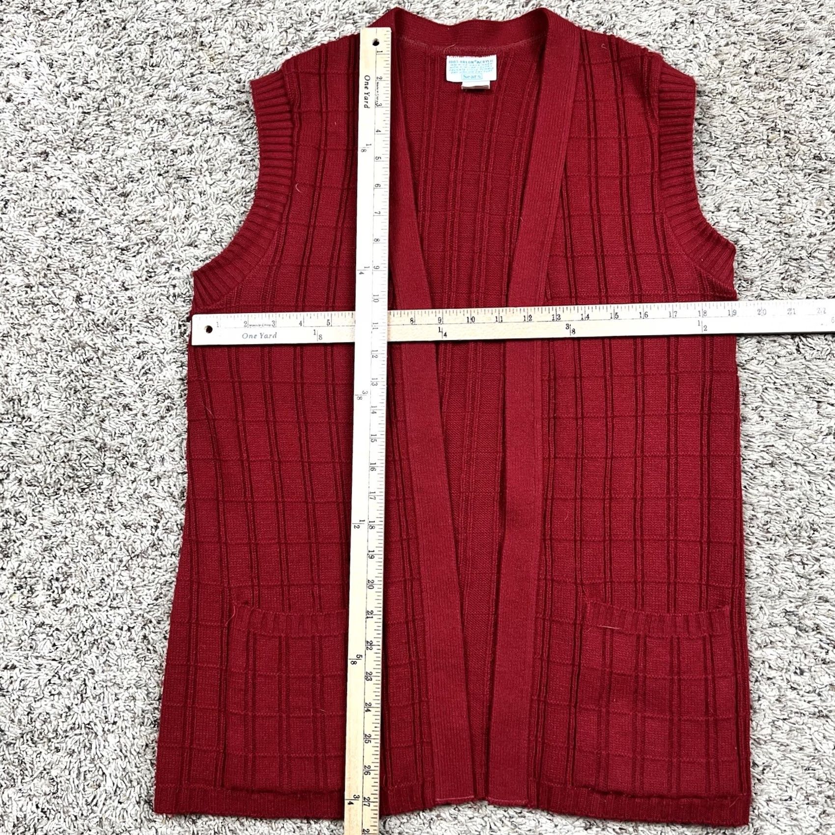 Sears VINTAGE 90s Sears Red 100% Orlon Acrylic Open-Front Sweater Vest Womens Medium Size M / US 6-8 / IT 42-44 - 7 Thumbnail
