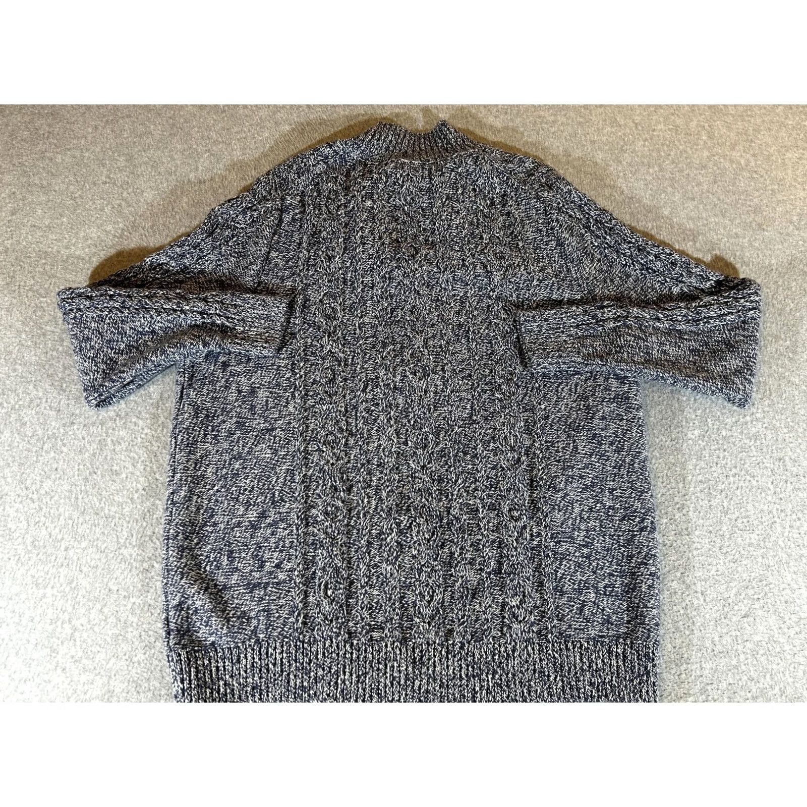 Vintage LL Bean Sweater Womens 3X Plus Blue Full Zip Cable Knit Cardigan Cotton Jacket Size XXL / US 16-18 / IT 52-54 - 8 Thumbnail