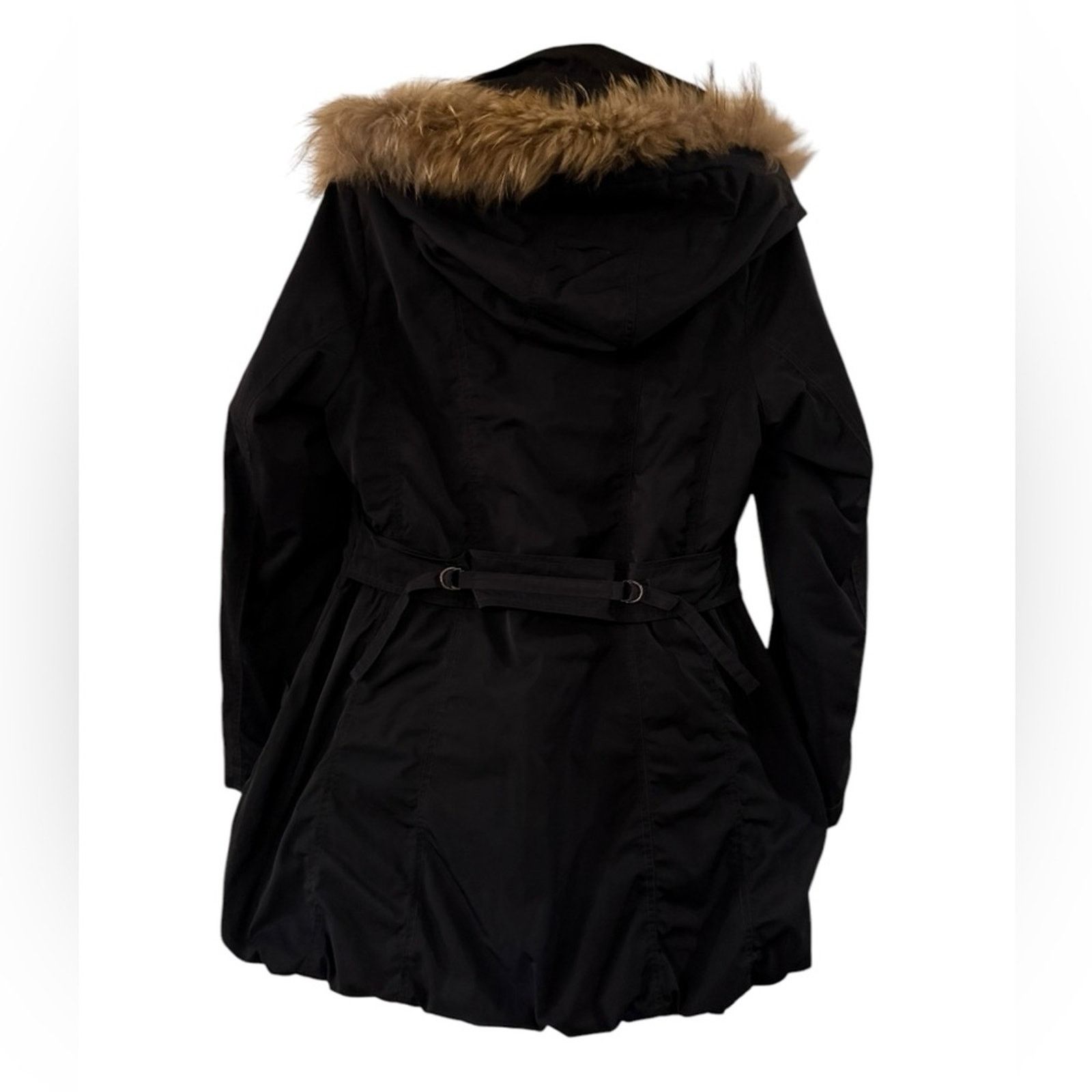 Daniel Hechter Faux Fur Hooded Parka Belt Black Size