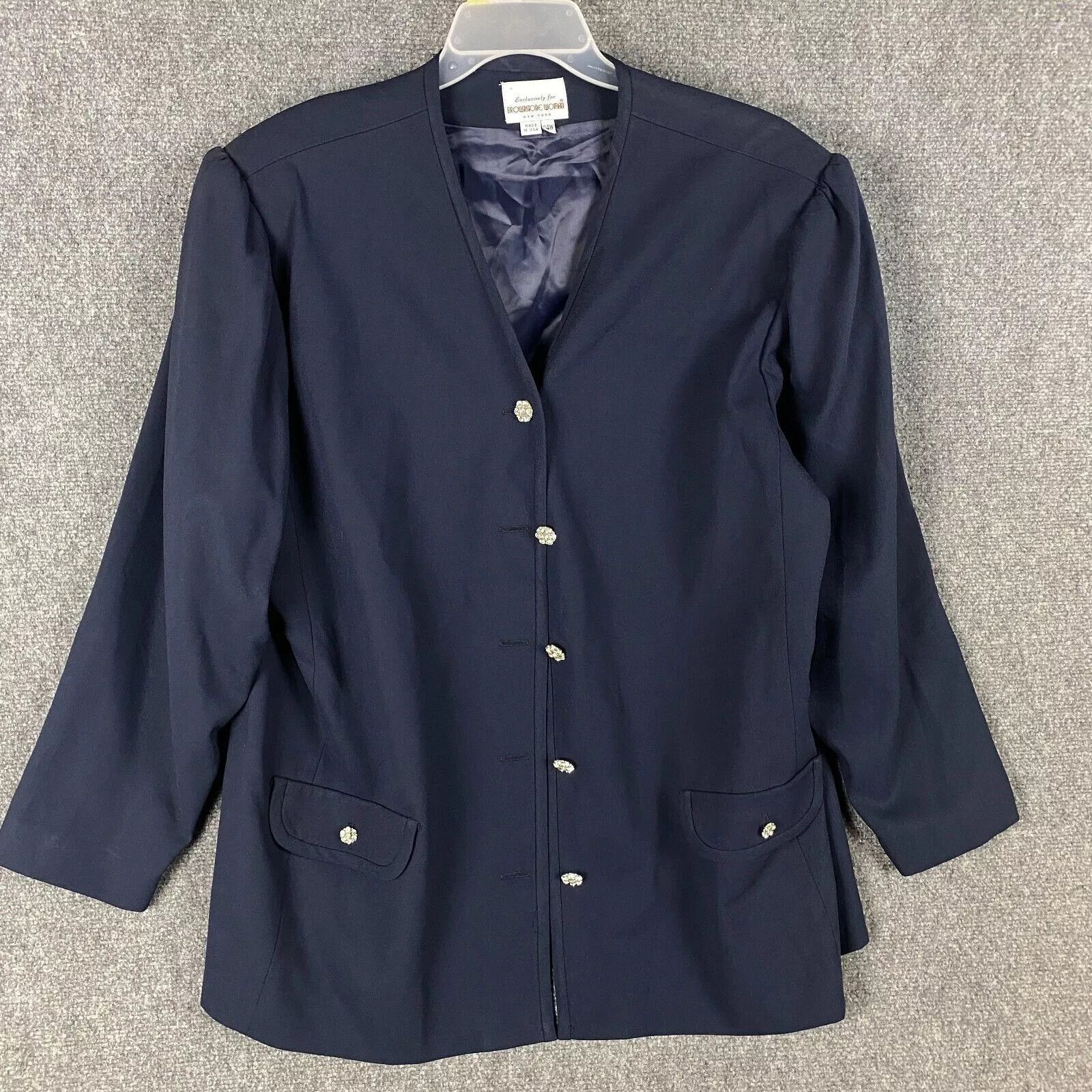 Vintage Vintage Brownstone Woman Blazer Jacket 24W Navy Blue ILGWU Size 4XL / US 24-26 - 1 Thumbnail