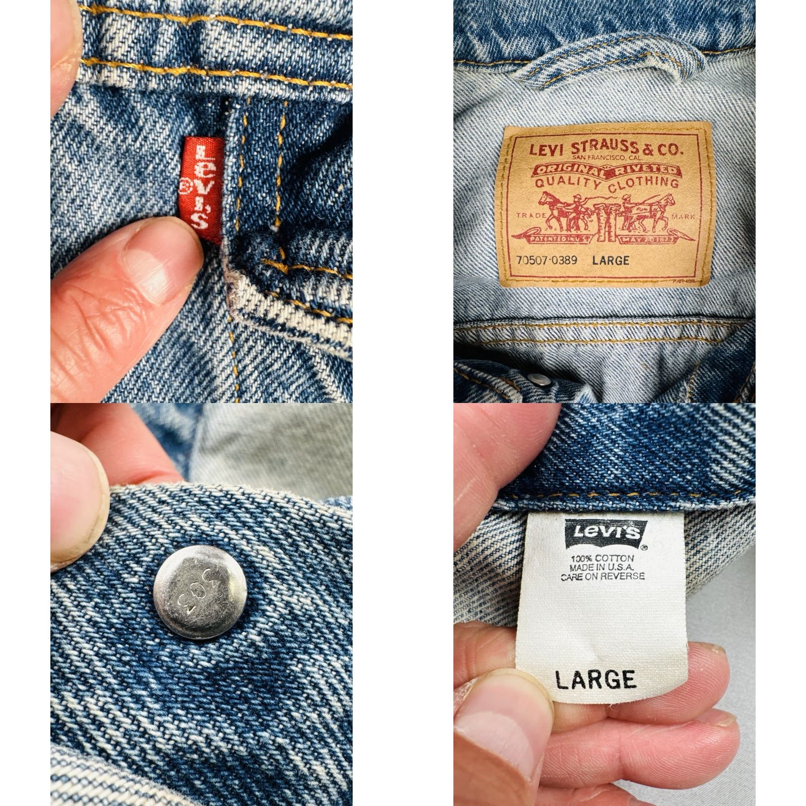 Levi's VINTAGE Levi's Trucker Jacket Adult Large Blue 90s USA Made Red Tab Denim Mens Size US L / EU 52-54 / 3 - 10 Thumbnail