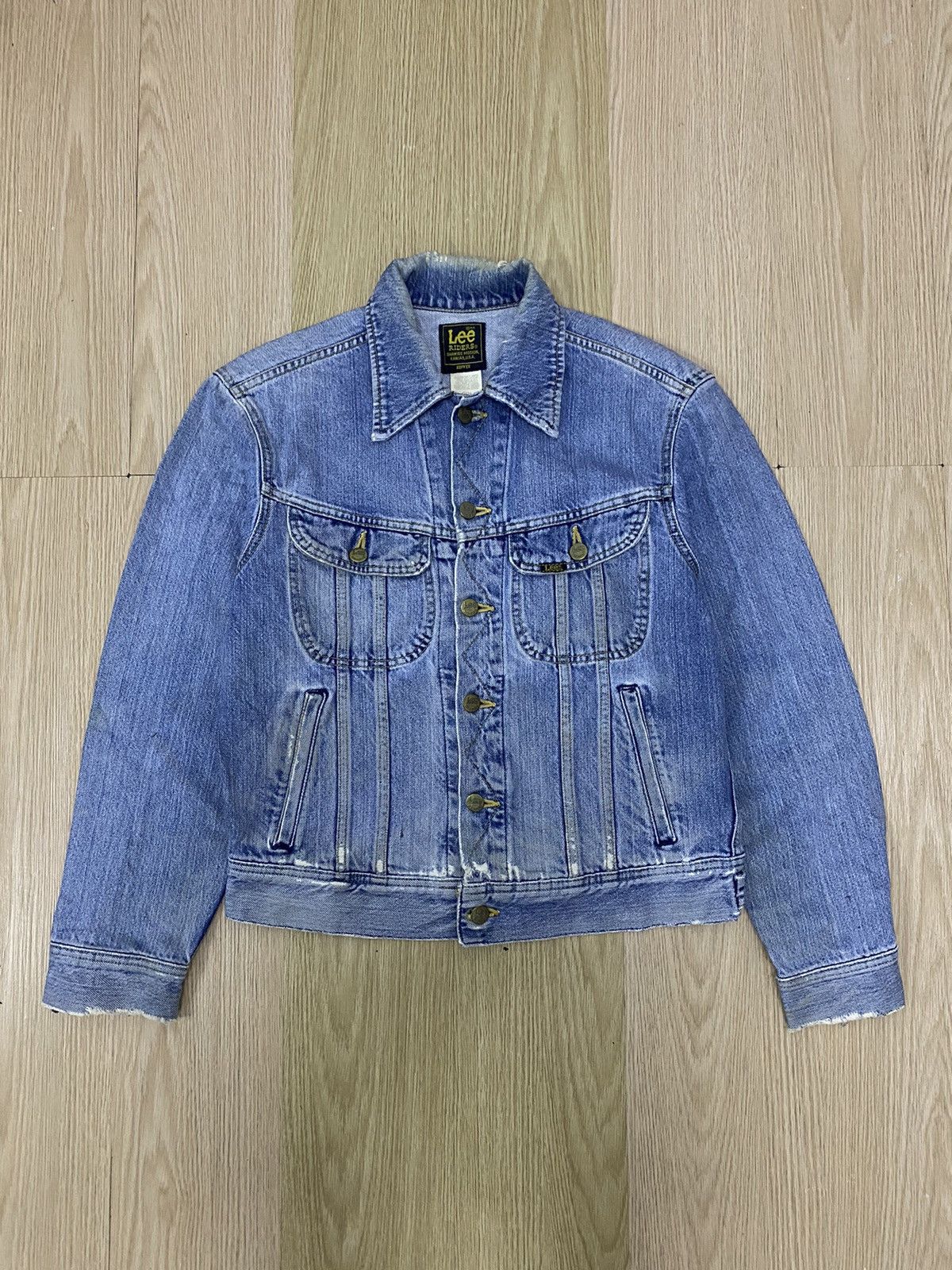 image of Vintage Lee Riders X Edwin Sanforized Shrunk Trucker in Blue, Men's (Size Medium)
