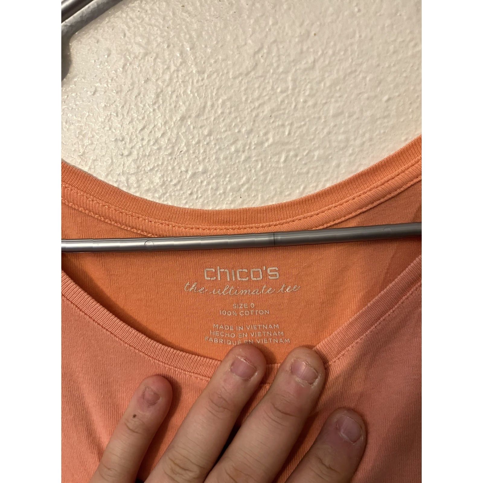 Vintage Chicos Tee Womens Short Sleeve Round Neck Orange Size 0 Casual Shirt Basic Stretch Size 25" / US 0 / IT 36 - 3 Thumbnail
