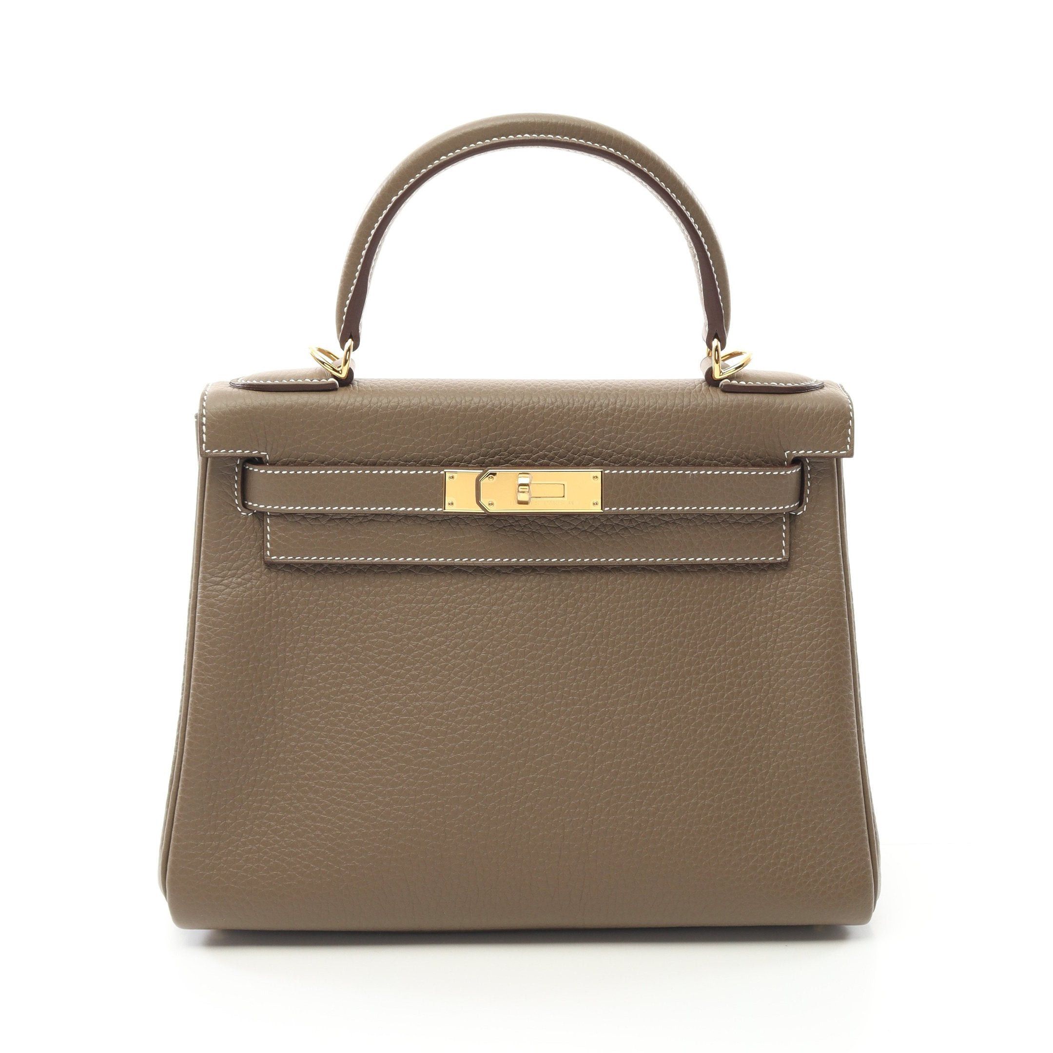 Hermes Hermes Kelly28 Etoupe Handbag Clemence Leather Gray Brown Gold Hardware Inner Stitch Double Engraved Size ONE SIZE - 1 Thumbnail