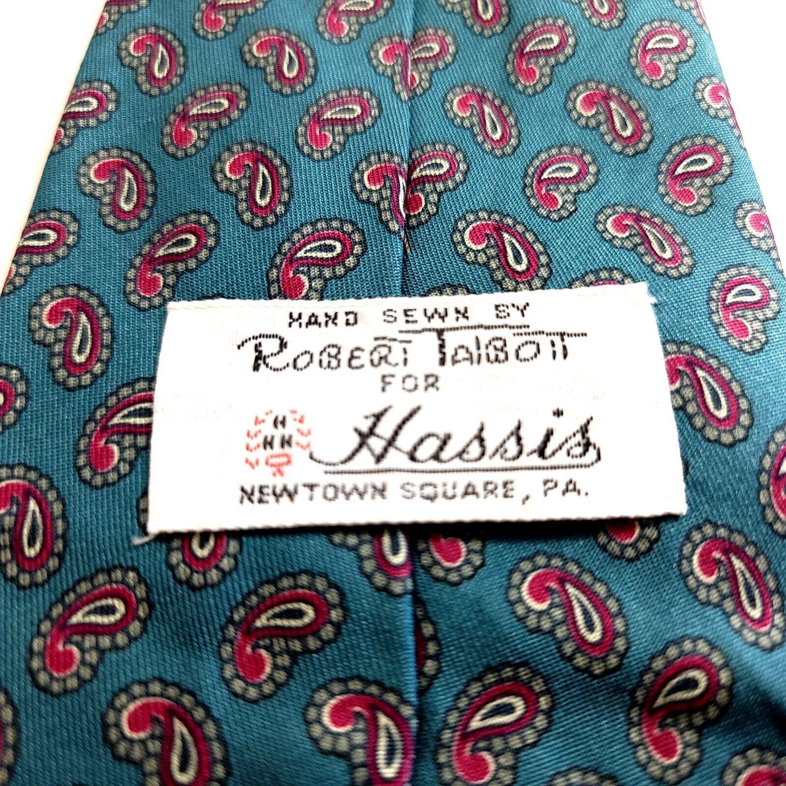 Robert Talbott Robert Talbott Teal Red Paisley Print Hand Sewn Short Silk T Size ONE SIZE - 3 Thumbnail